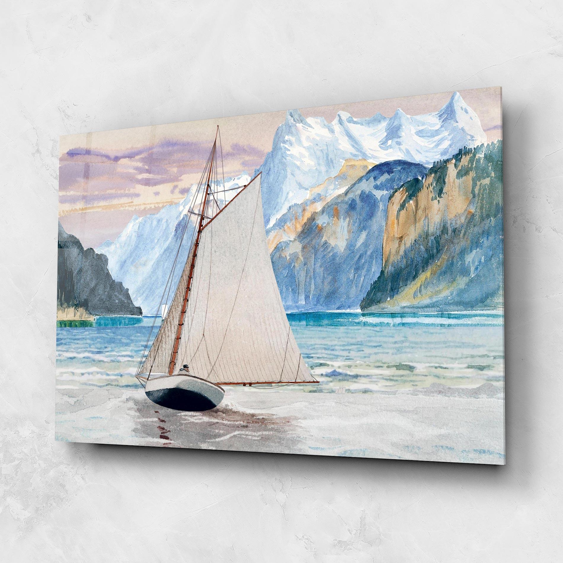 Glasbild Boat Mountain View mockup 1
