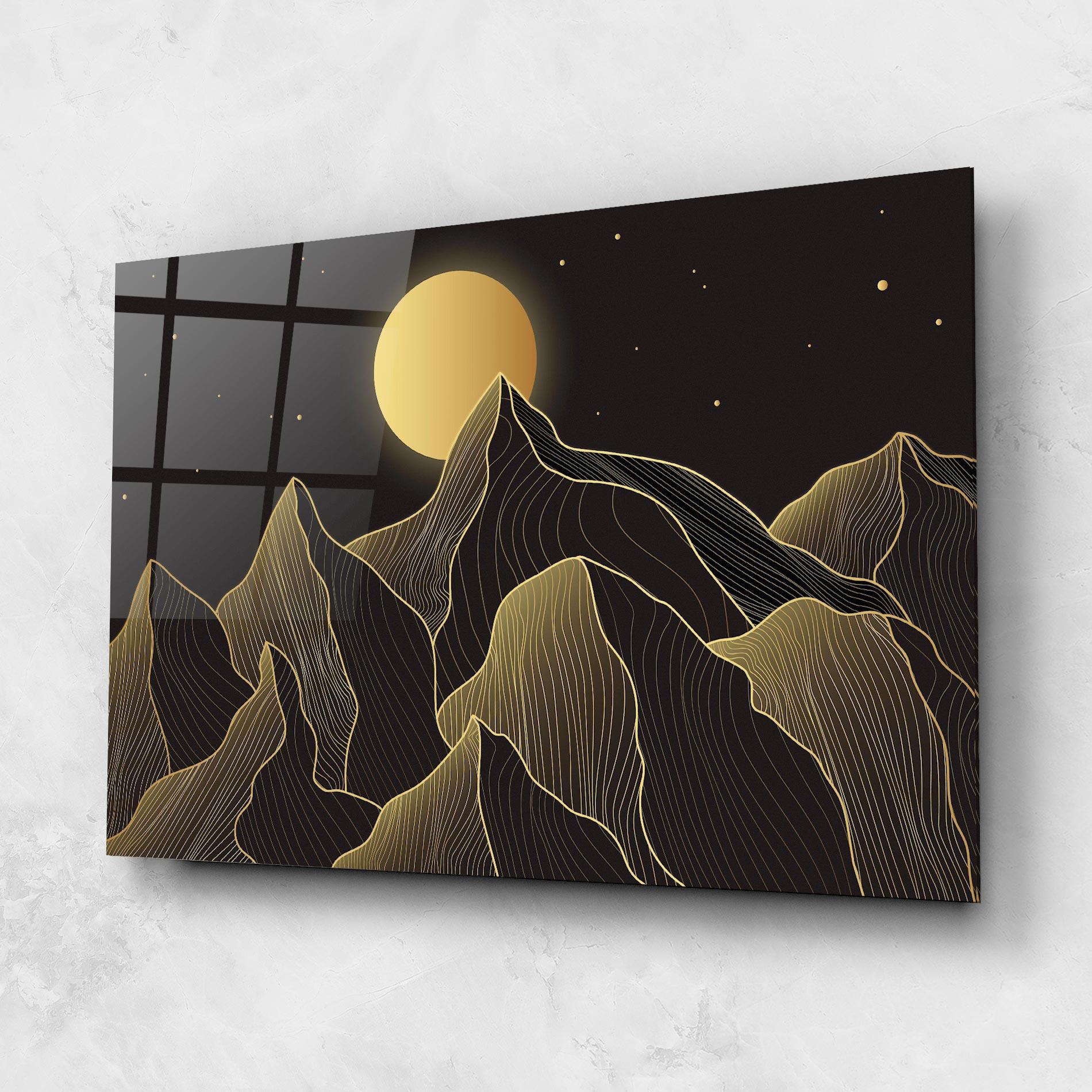 Glasbild Gold Shiny Moon mockup 1