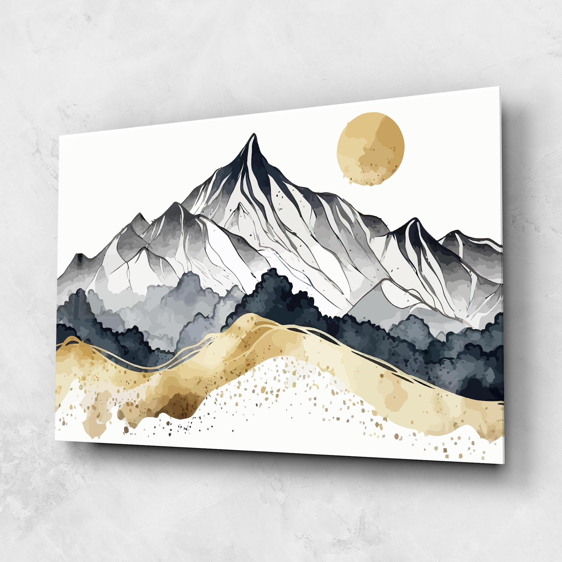 Glasbild Grey Gold Mountain mockup 1
