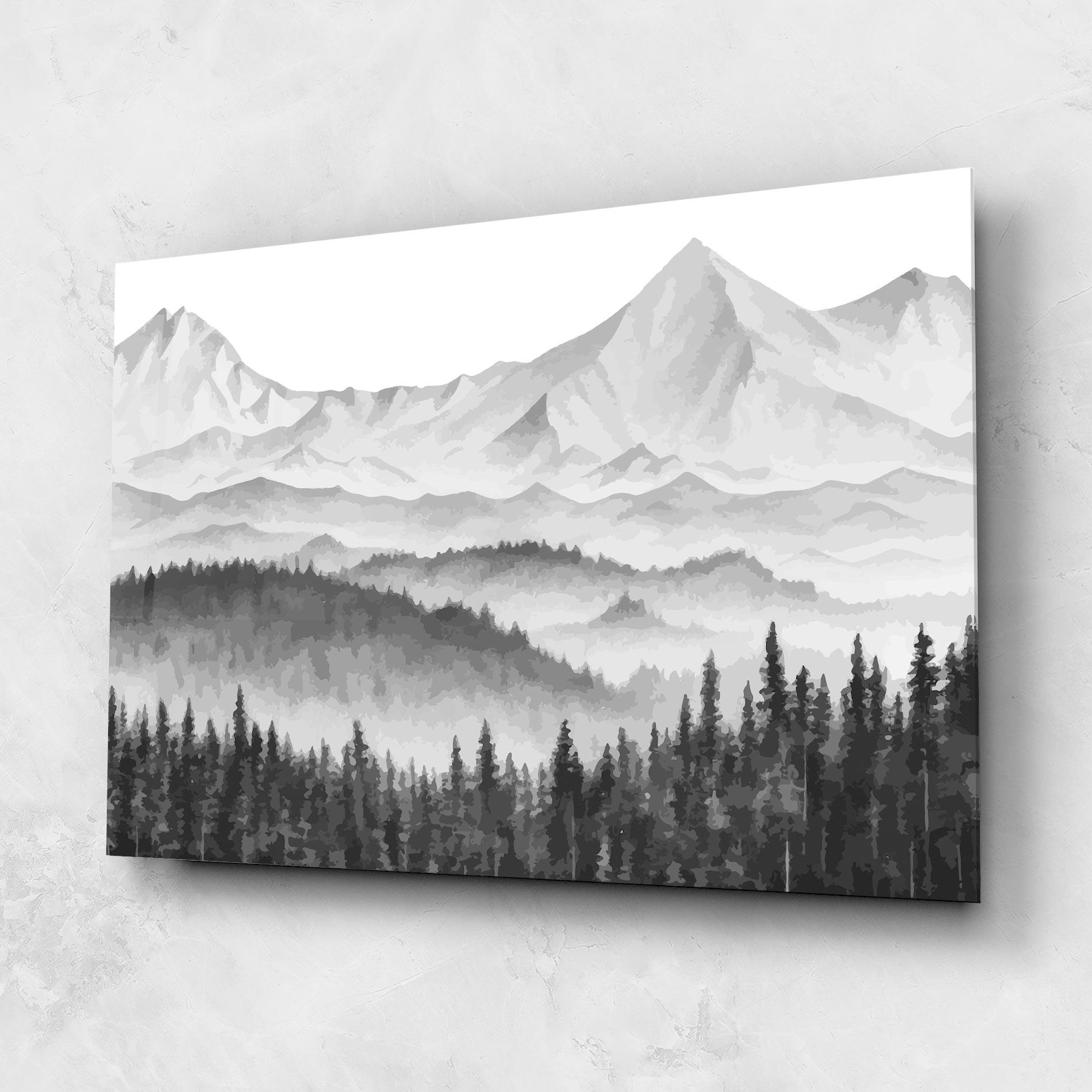 Glasbild Grey Mountain Drawing mockup 1