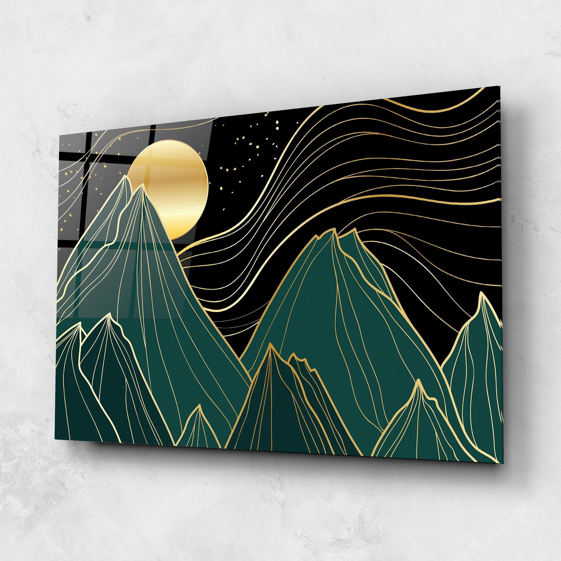 Glasbild Mountain Gold Moon mockup 1