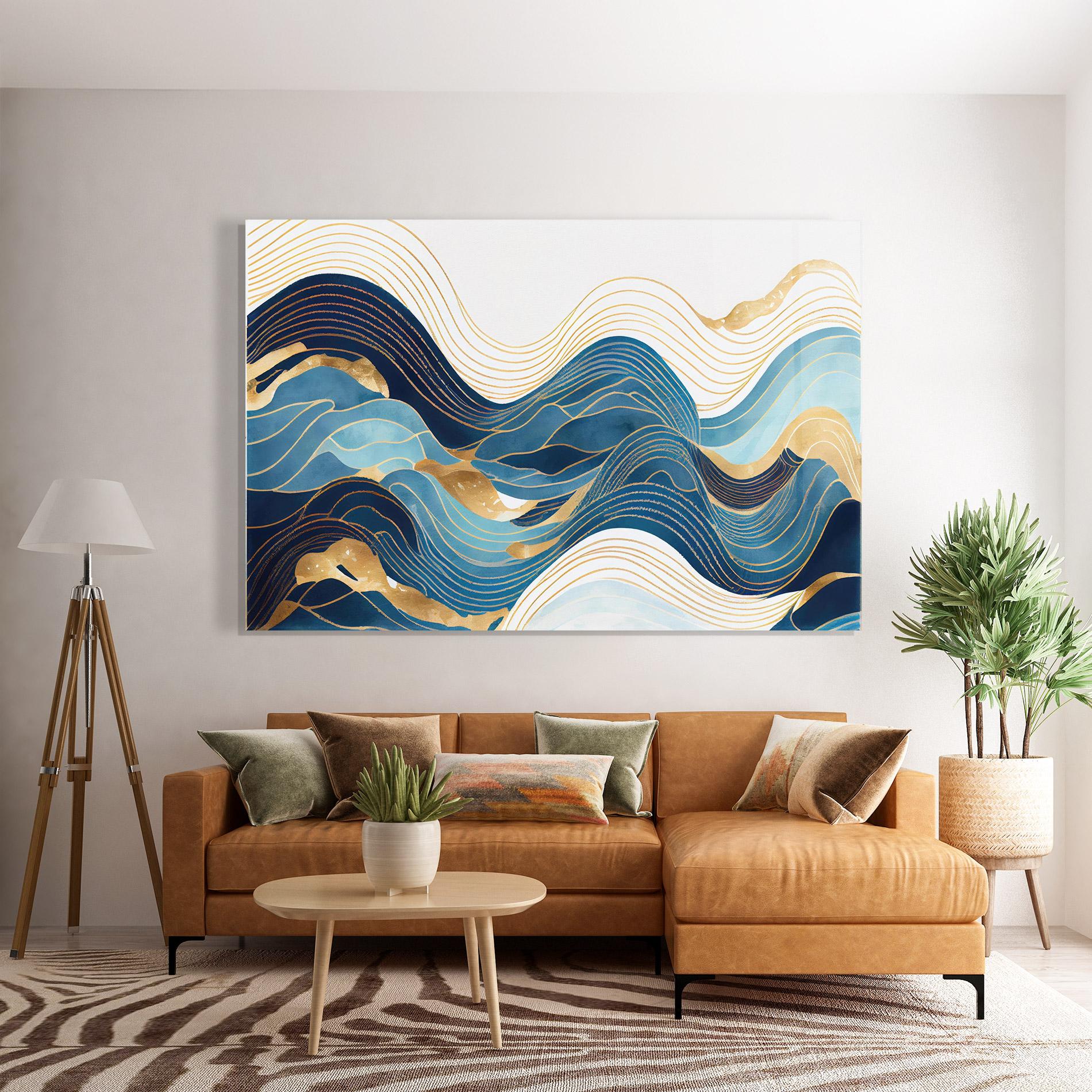 Glasbild Blue Wave Mountain mockup 7