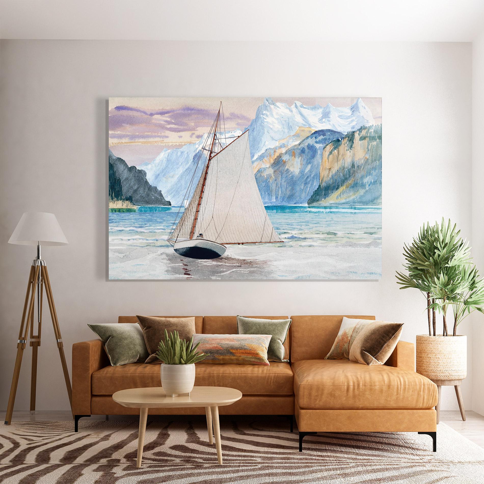 Glasbild Boat Mountain View mockup 7