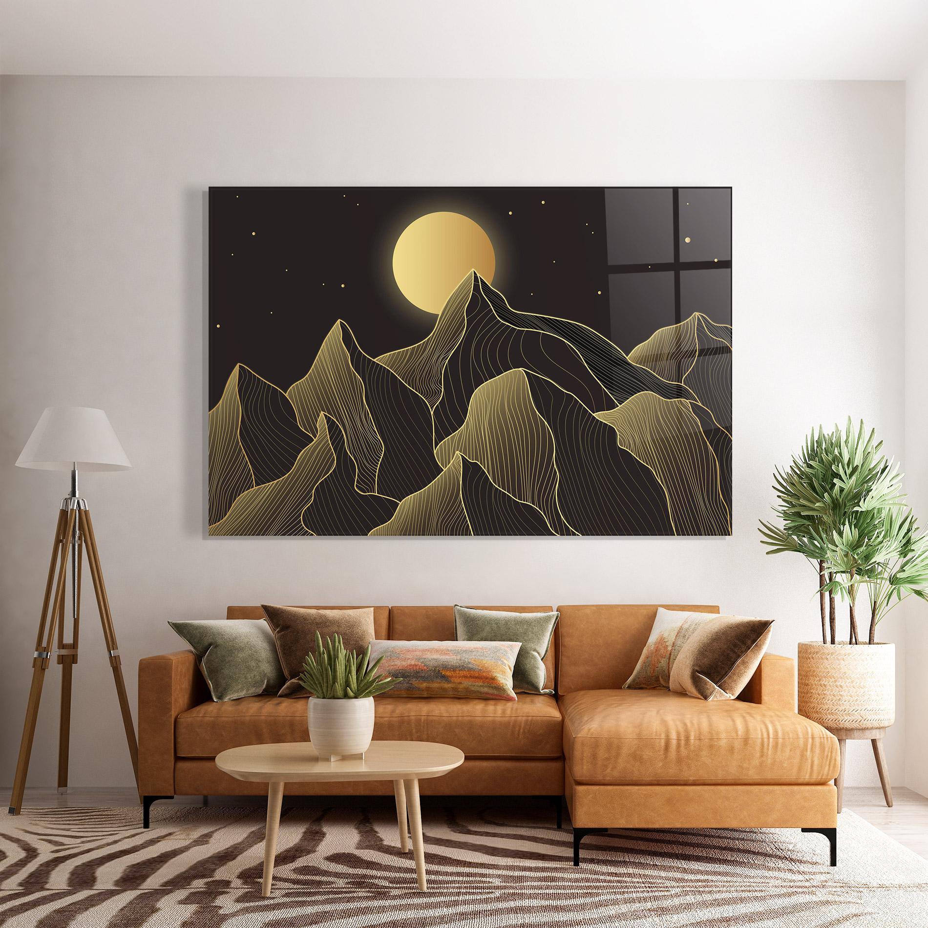 Glasbild Gold Shiny Moon mockup 7