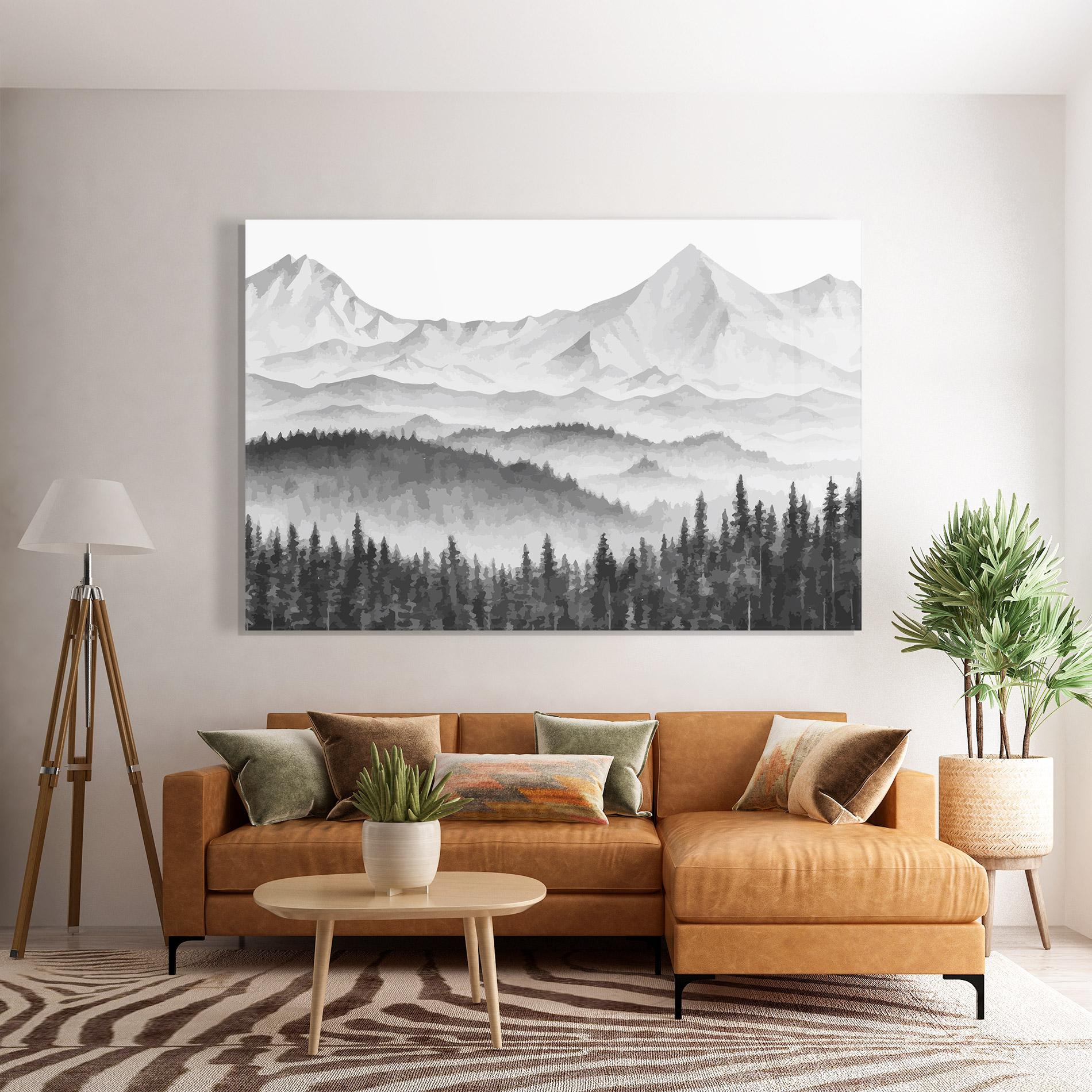 Glasbild Grey Mountain Drawing mockup 7