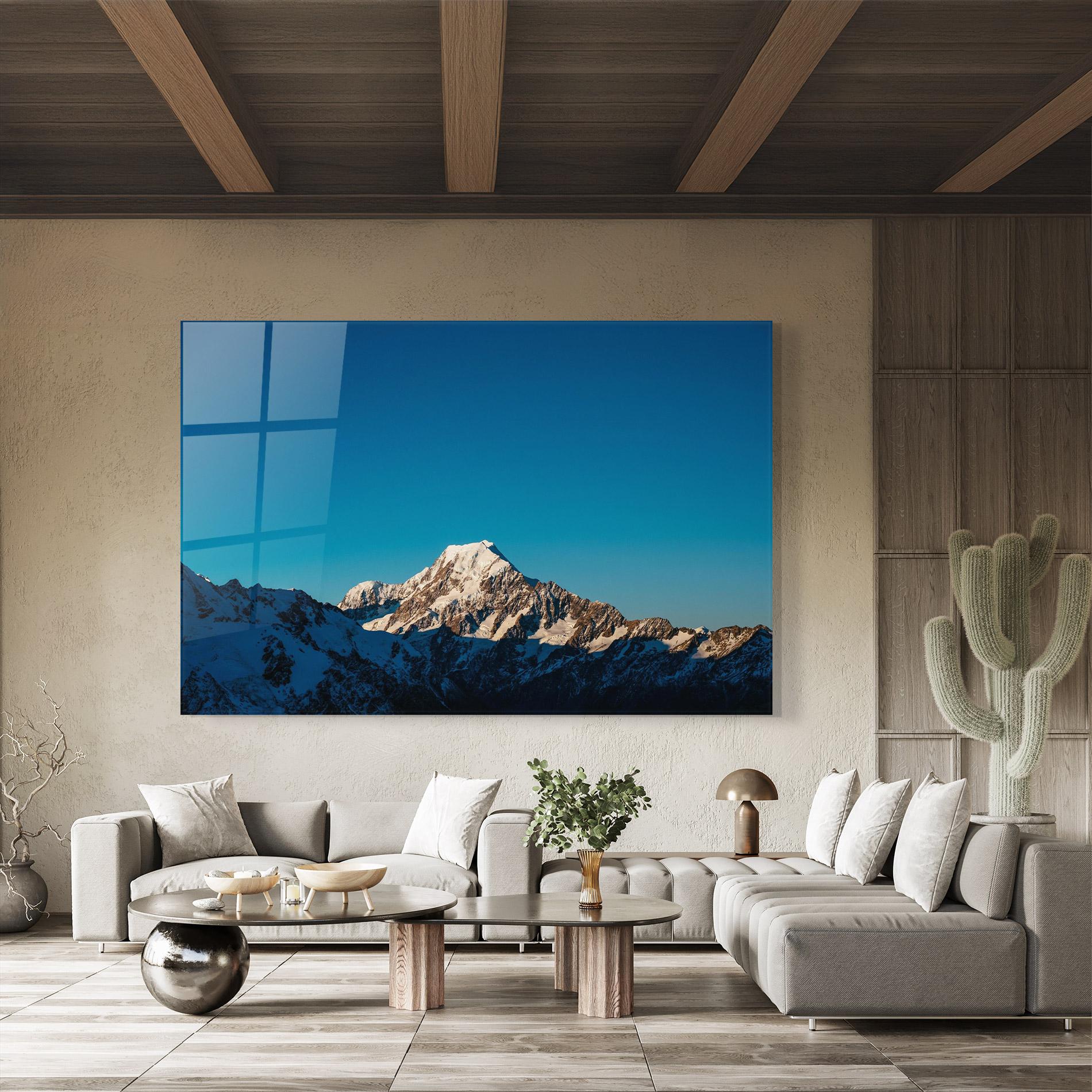 Glasbild Blue Snowy Mountain mockup 8