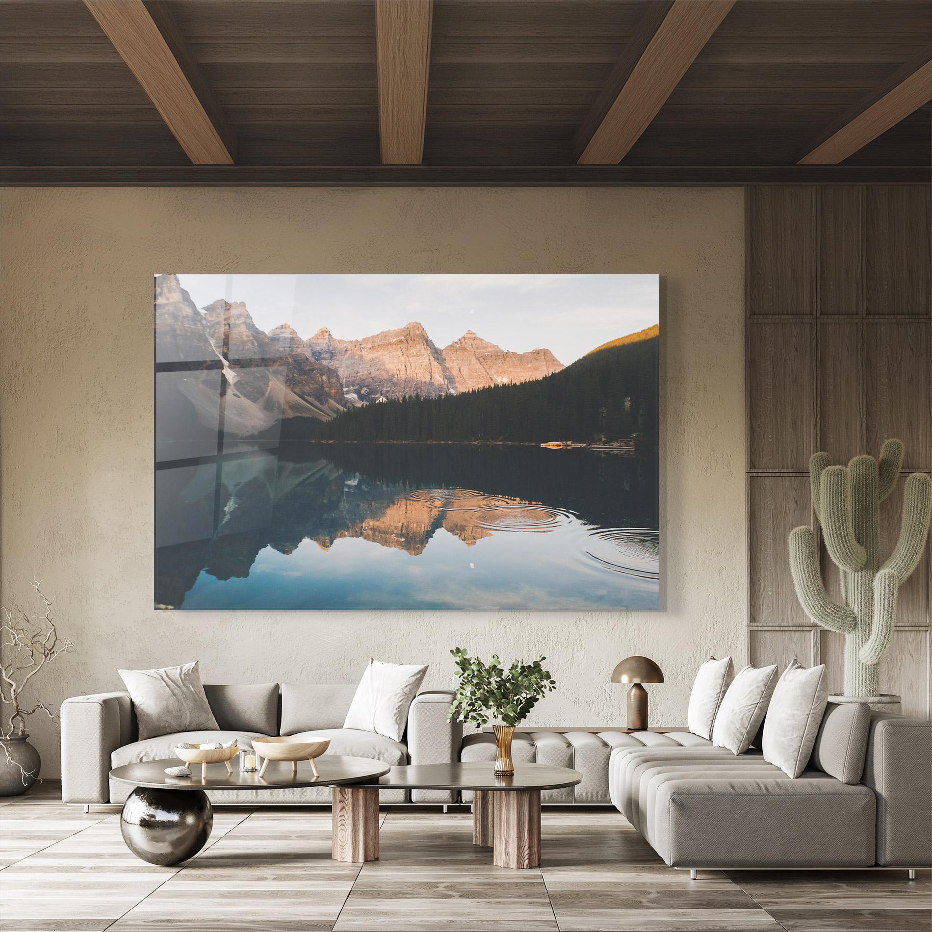 Glasbild Brown Mountain Lake mockup 8