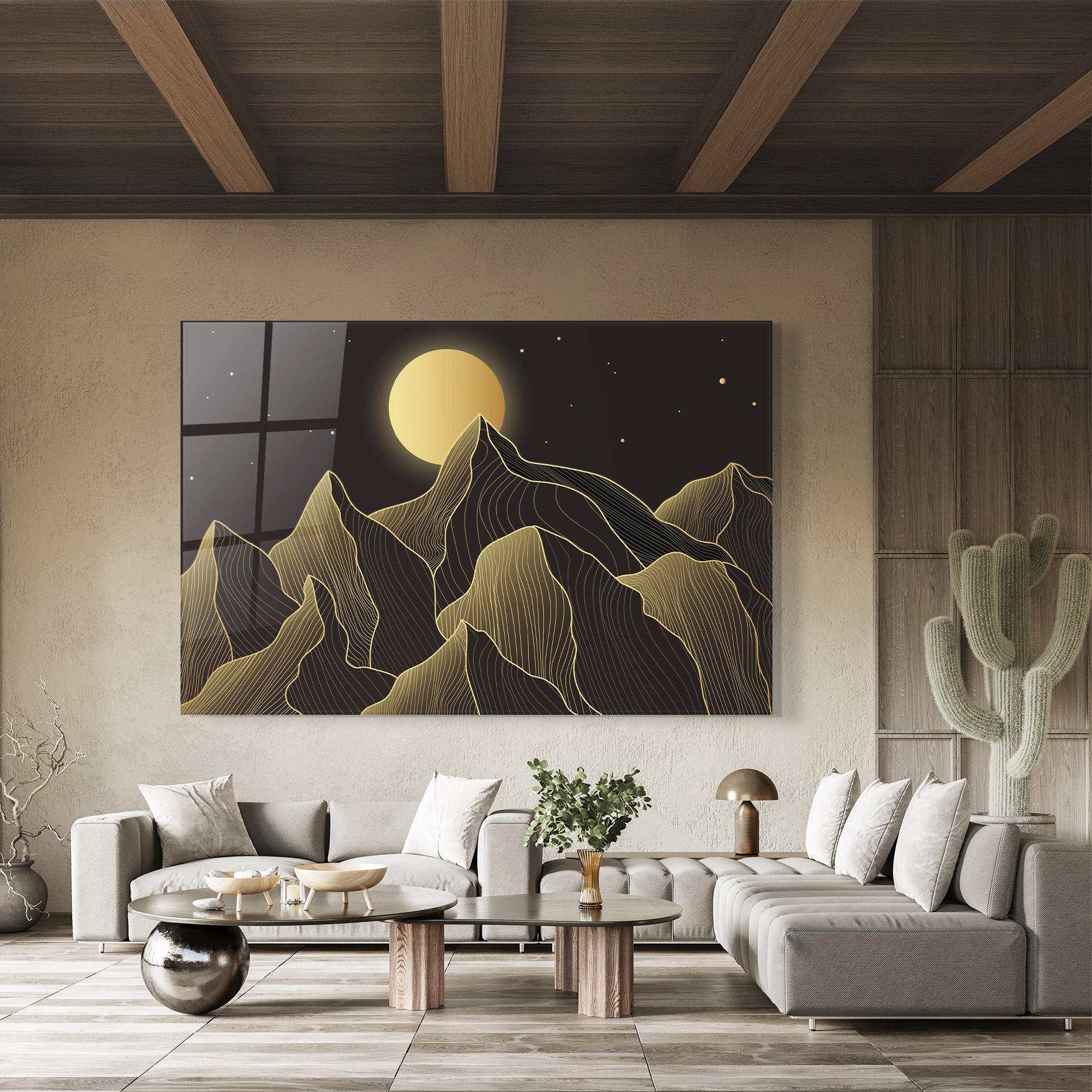 Glasbild Gold Shiny Moon mockup 8