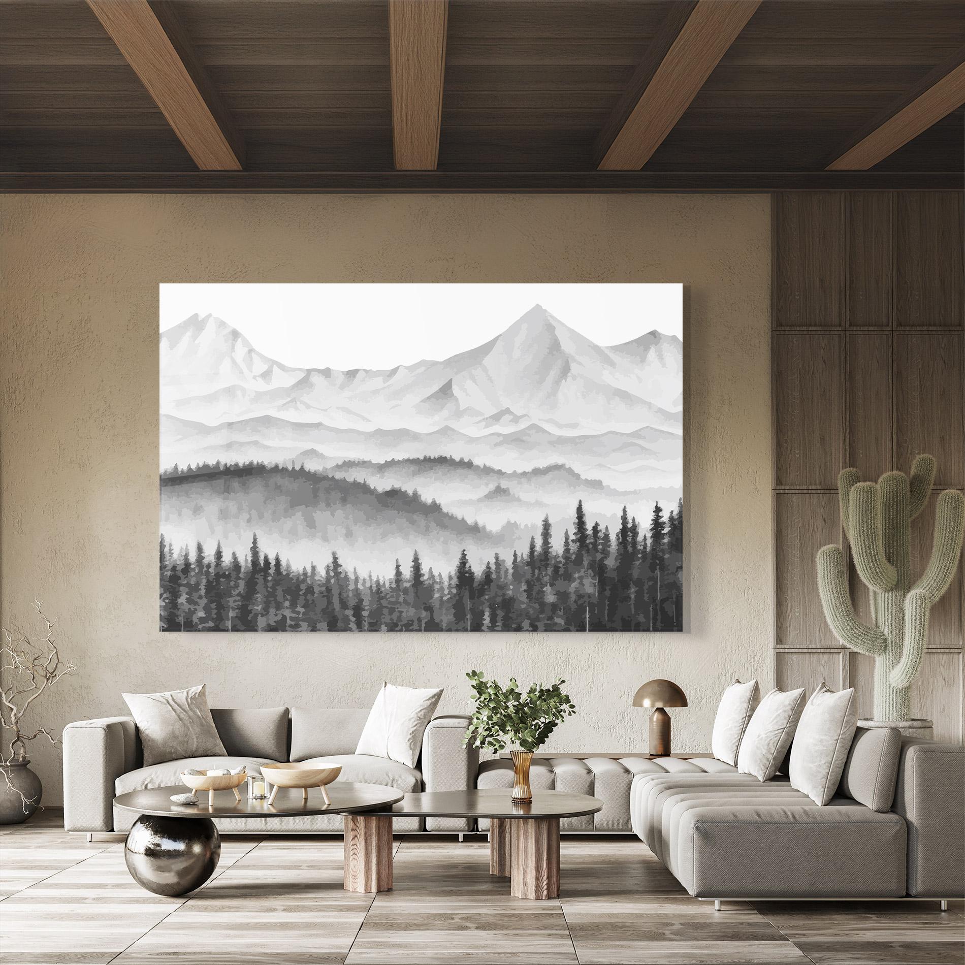 Glasbild Grey Mountain Drawing mockup 8