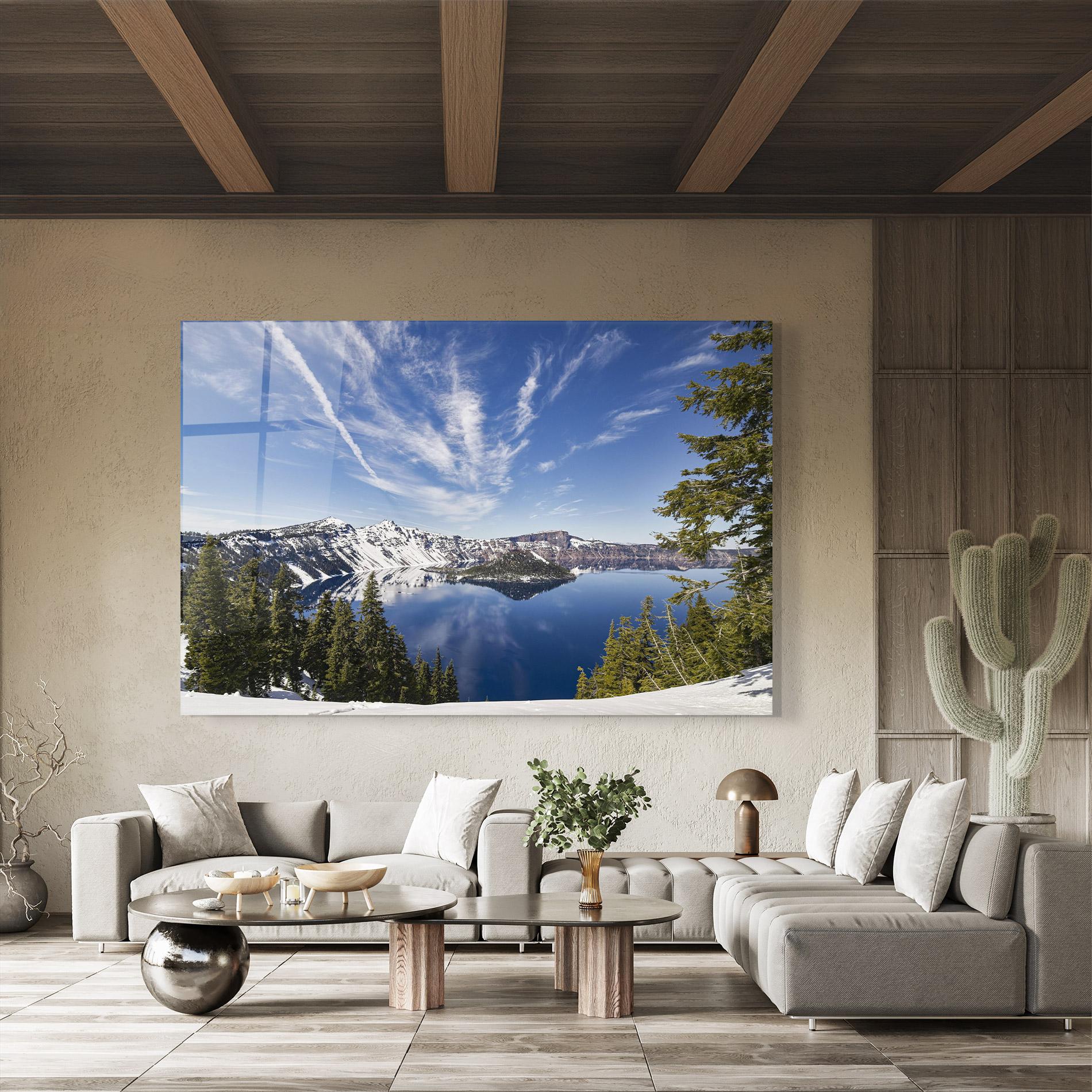 Glasbild White Snowy Mountain mockup 8