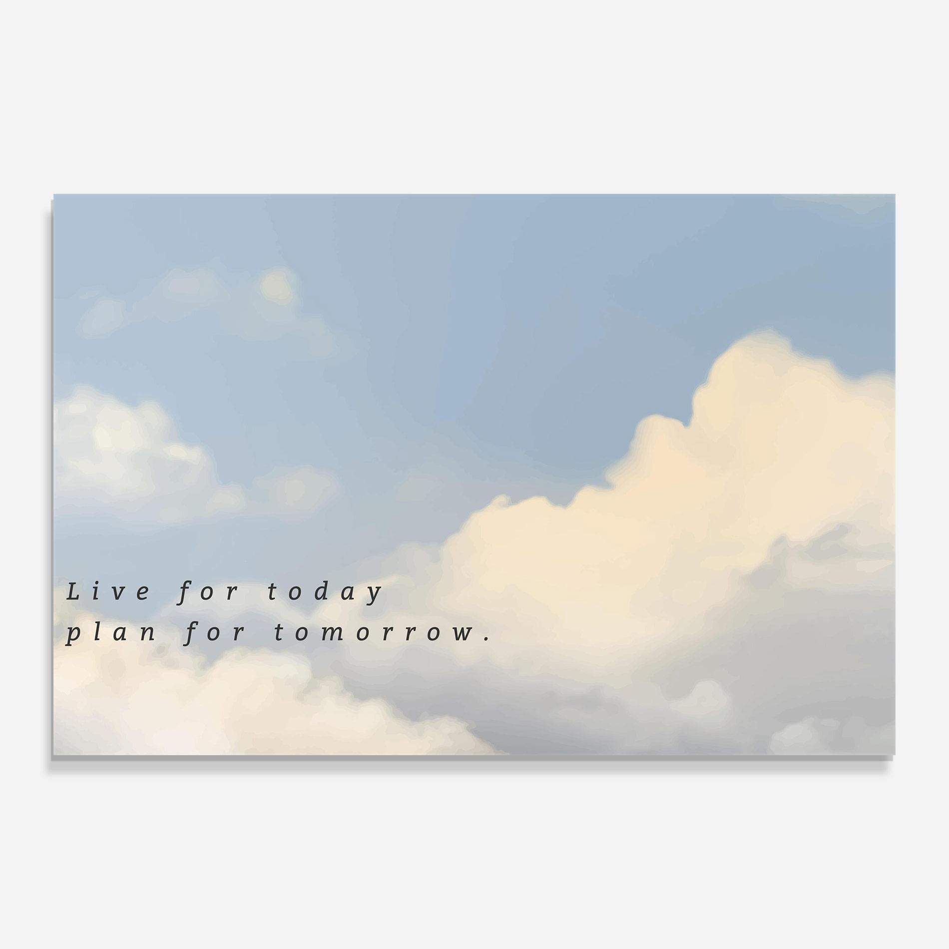 Glasbild Clouds Text Blue mockup 0
