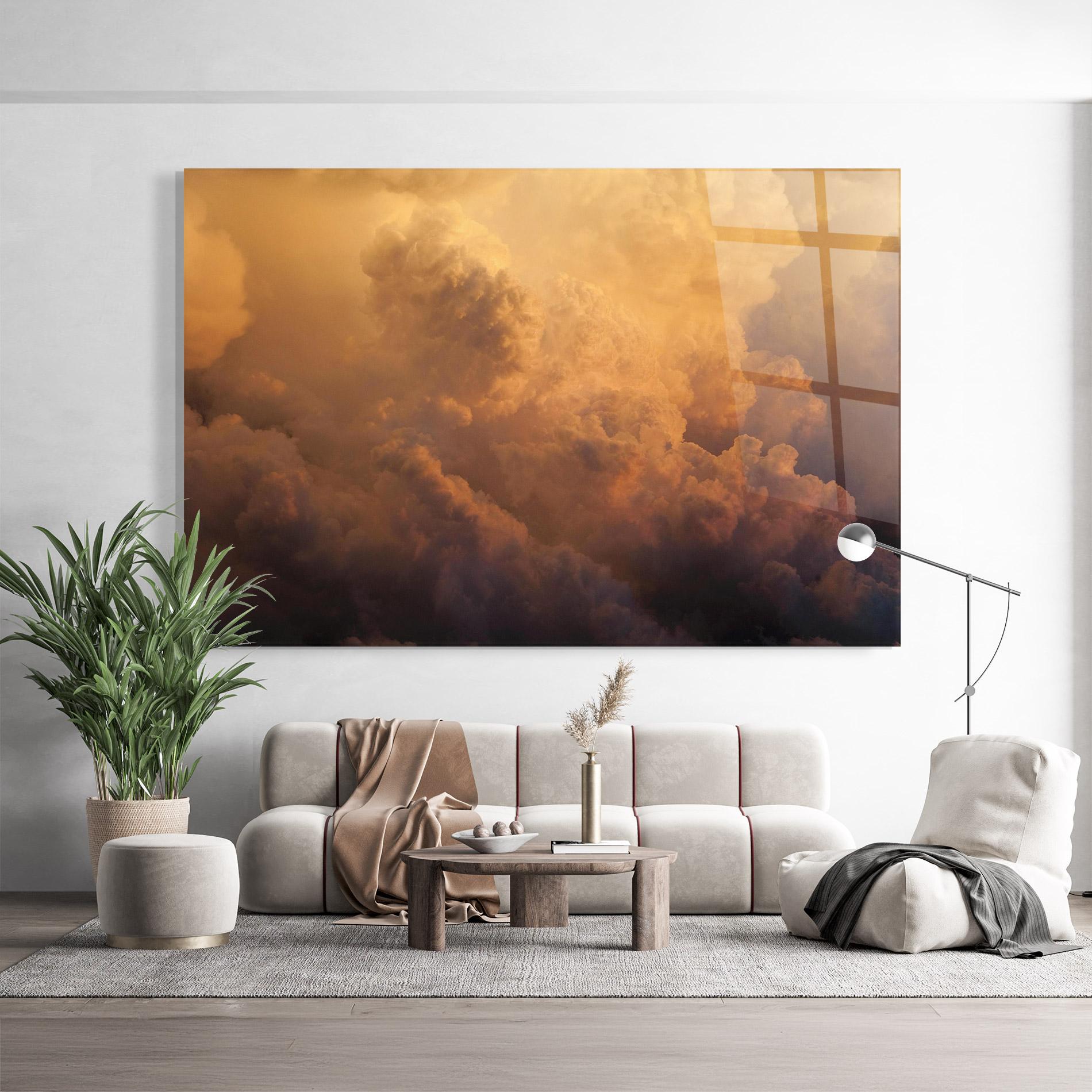 Glasbild Brown Orange Clouds mockup 9