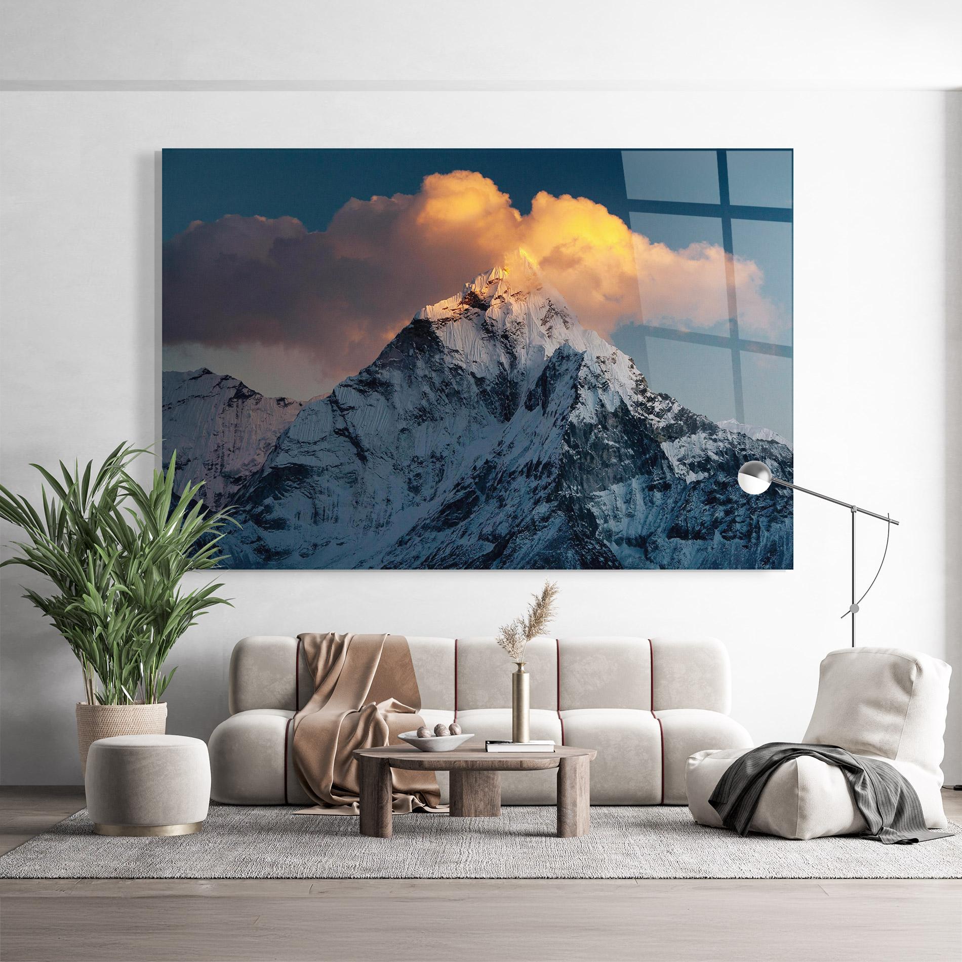 Glasbild Orange Cloud Mountain mockup 9