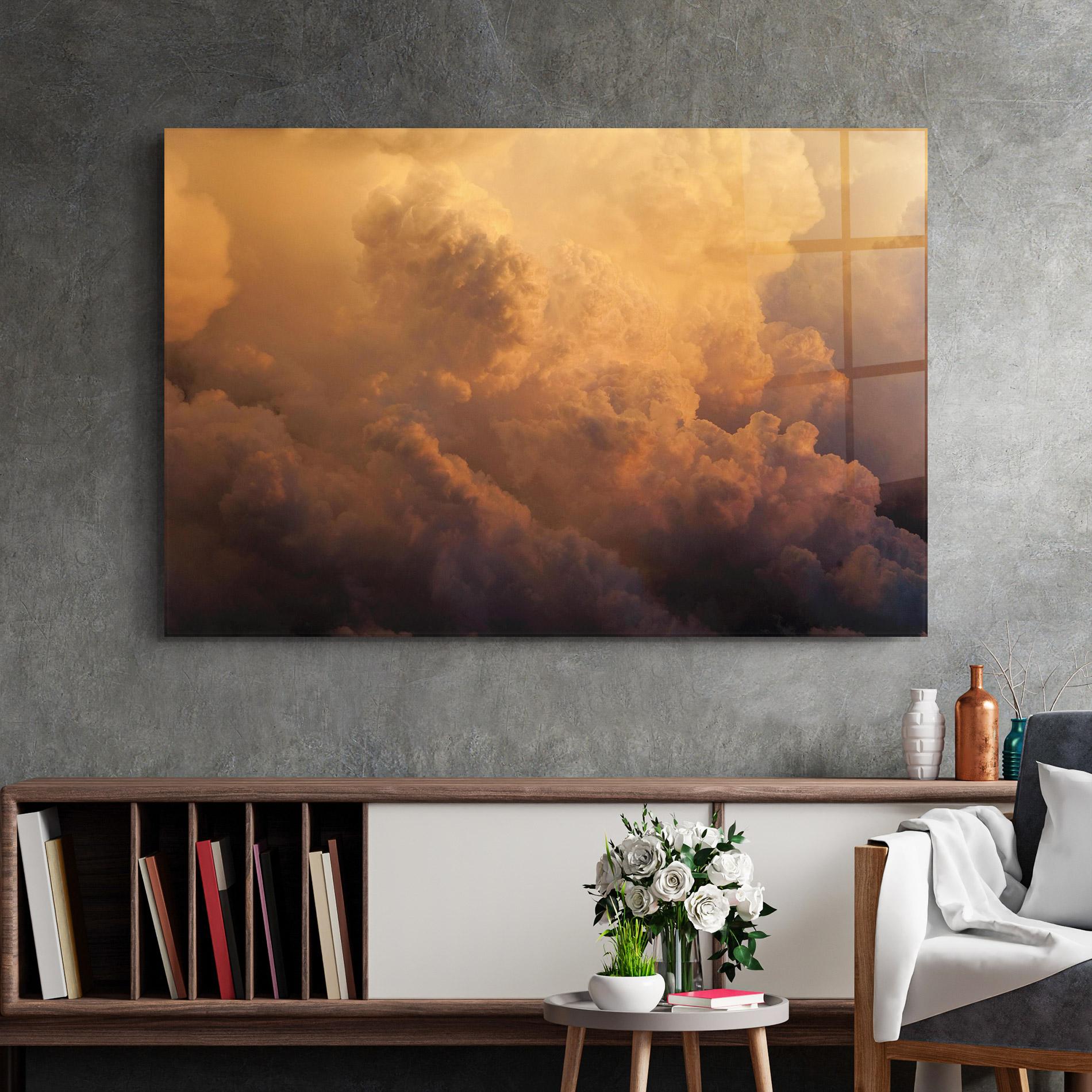 Glasbild Brown Orange Clouds mockup 2