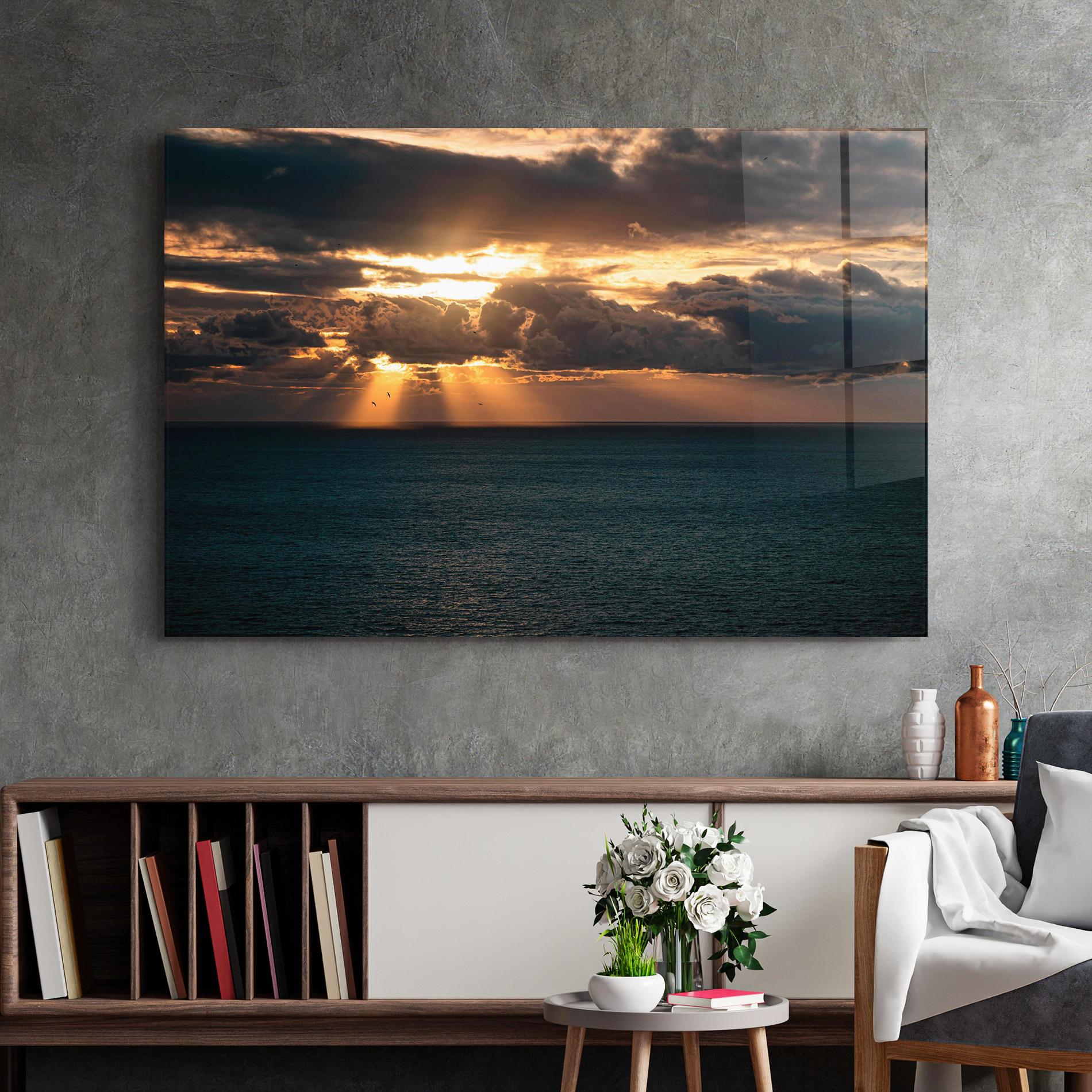 Glasbild Cloudy Sunrise mockup 2