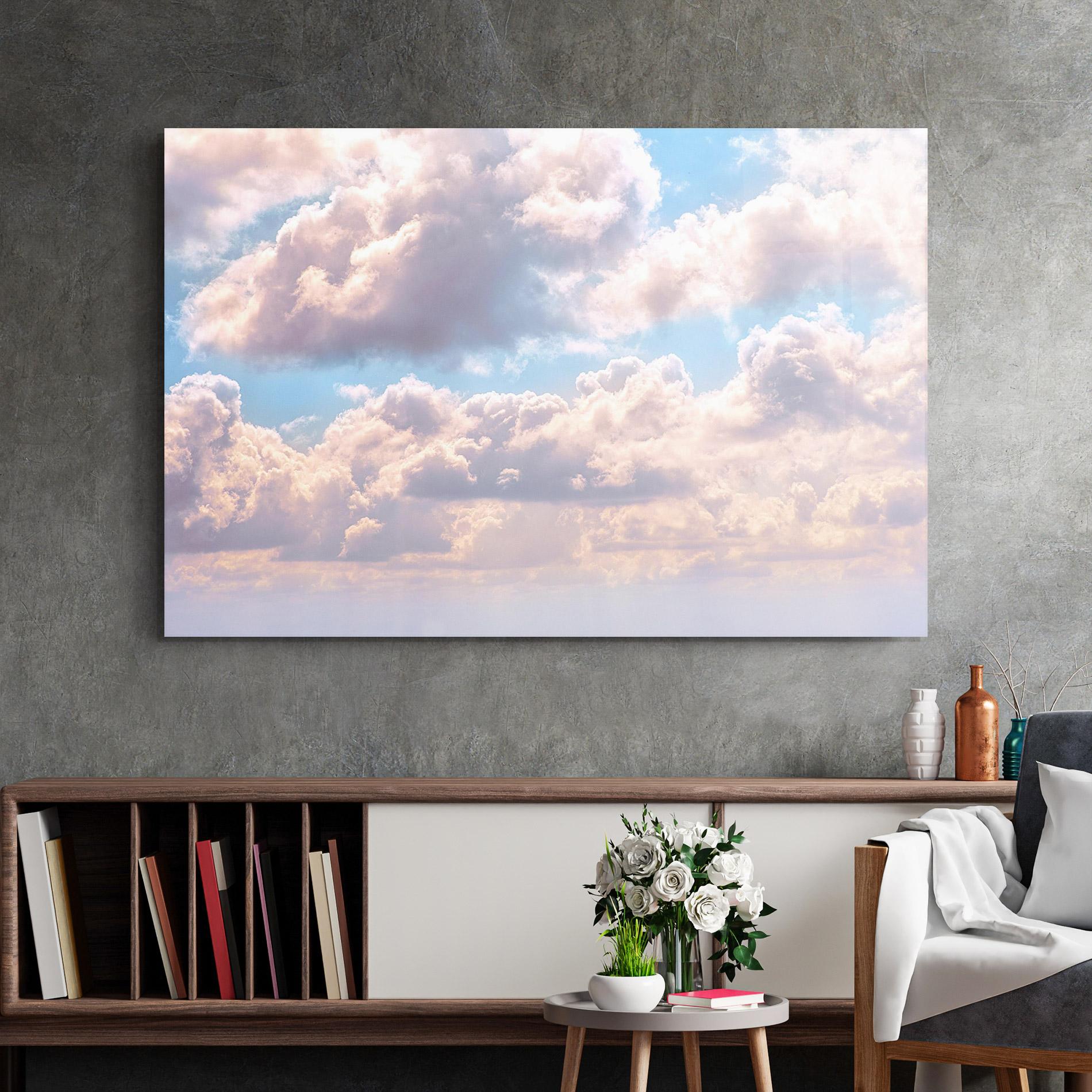 Glasbild Dreamy Clouds mockup 2