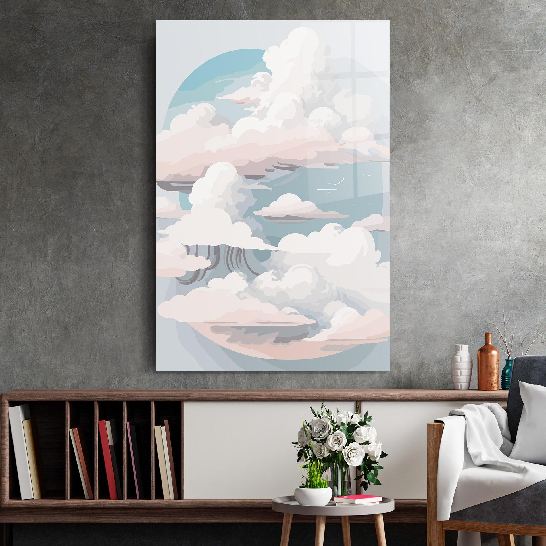 Glasbild Cloud White Art mockup 2