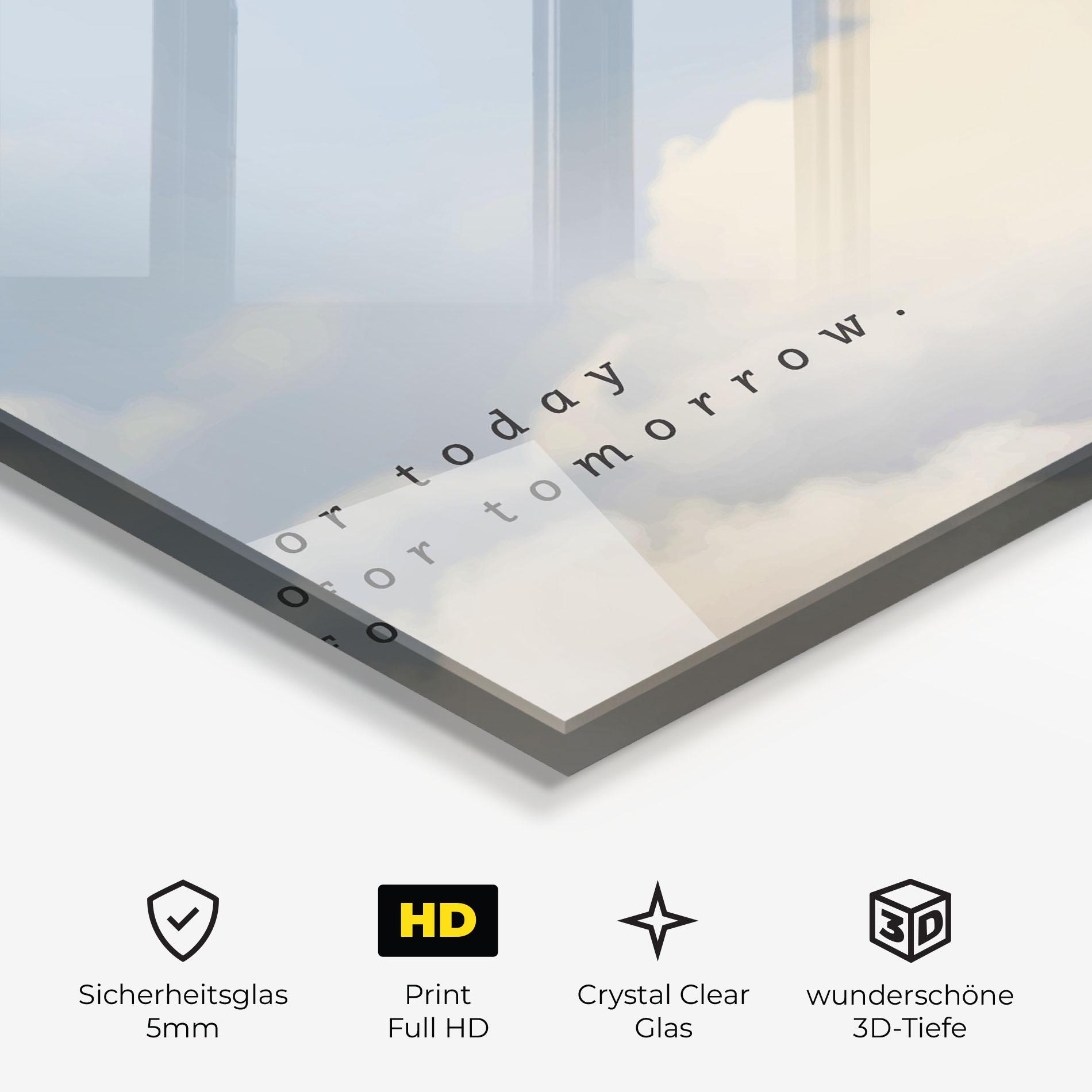 Glasbild Clouds Text Blue mockup 3