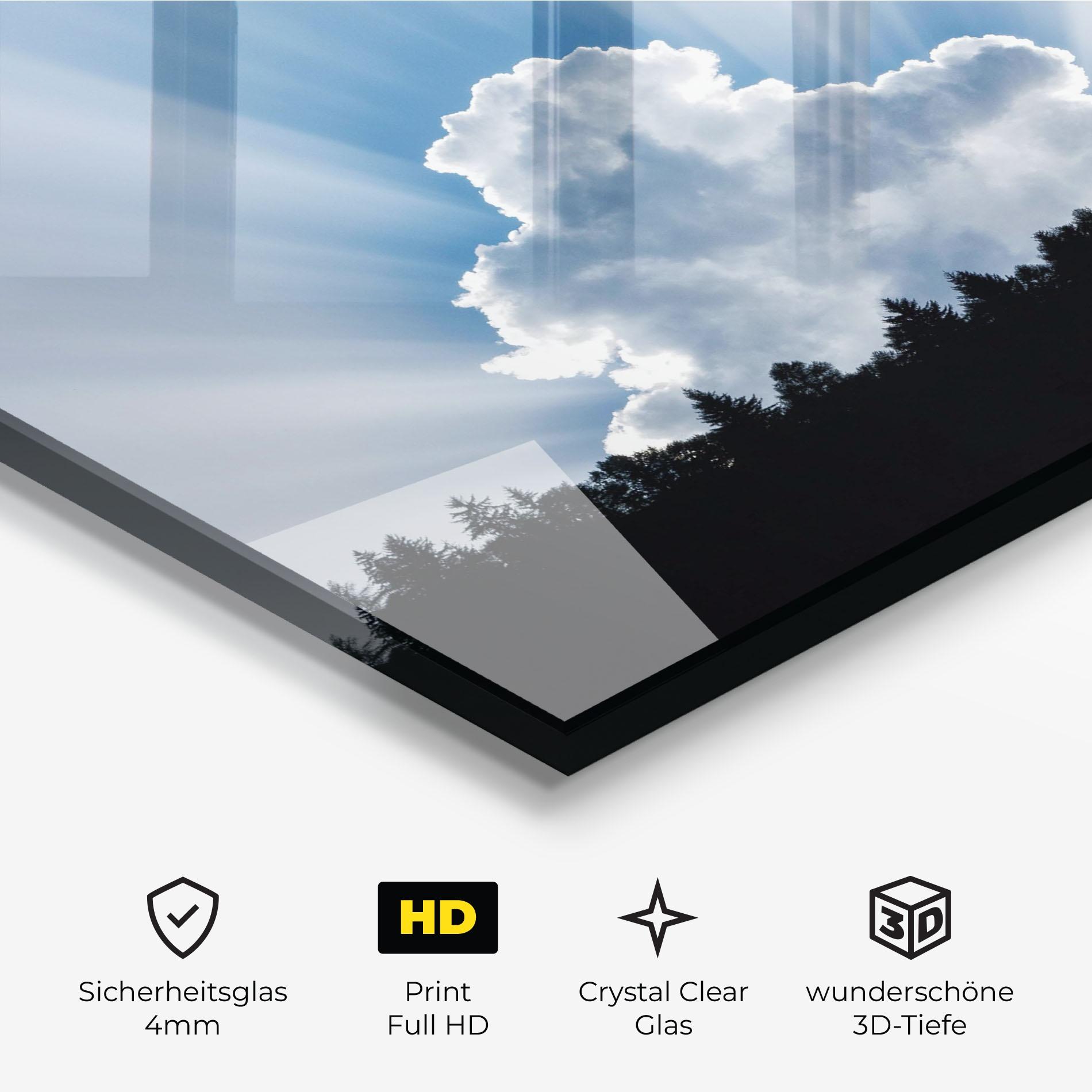 Glasbild Big White Cloud Light mockup 3