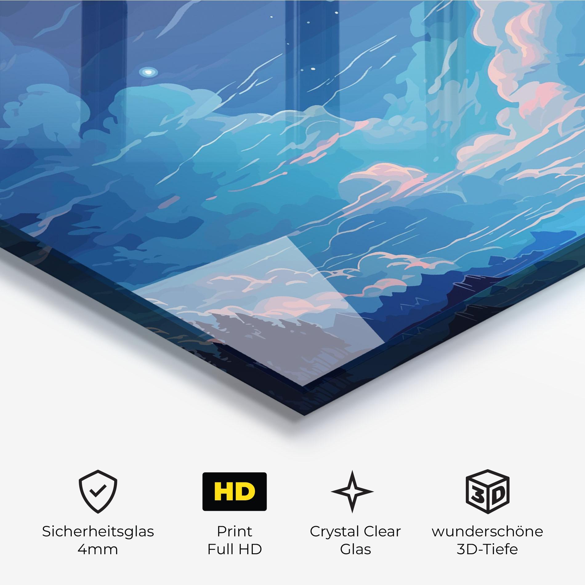 Glasbild Blue Cloud Moon mockup 3