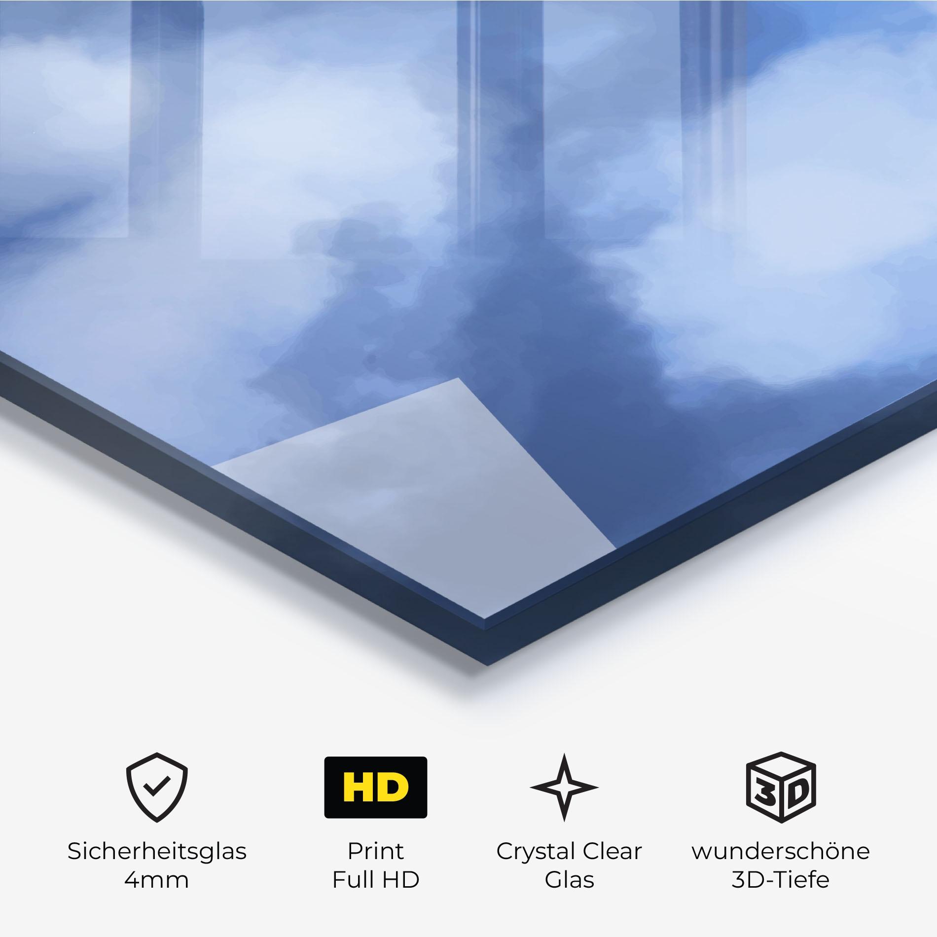 Glasbild Blue Mix Clouds mockup 3