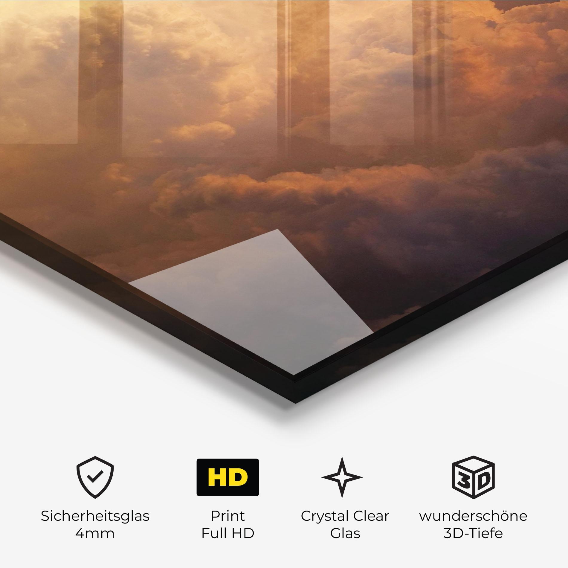 Glasbild Brown Orange Clouds mockup 3