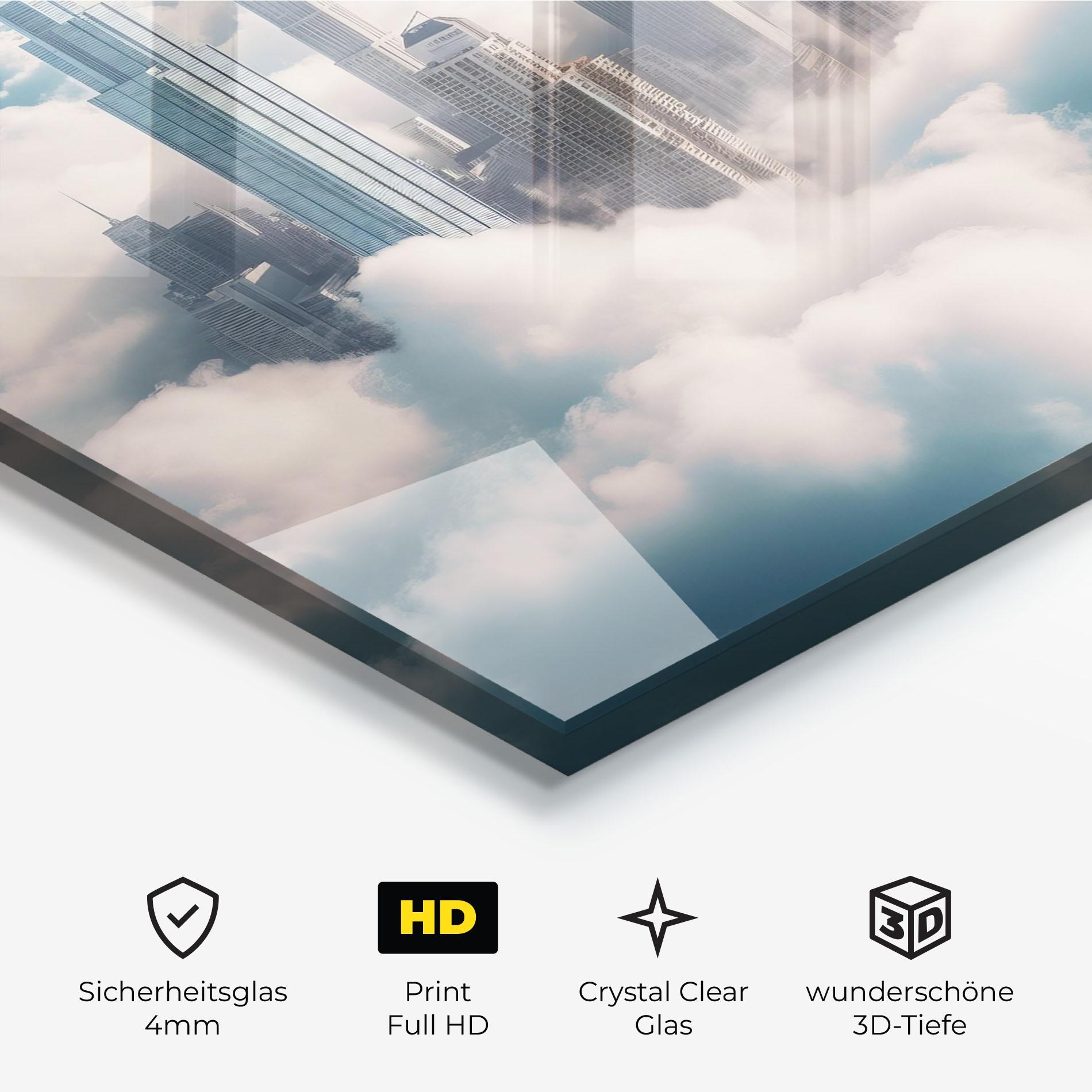 Glasbild City Above Clouds mockup 3