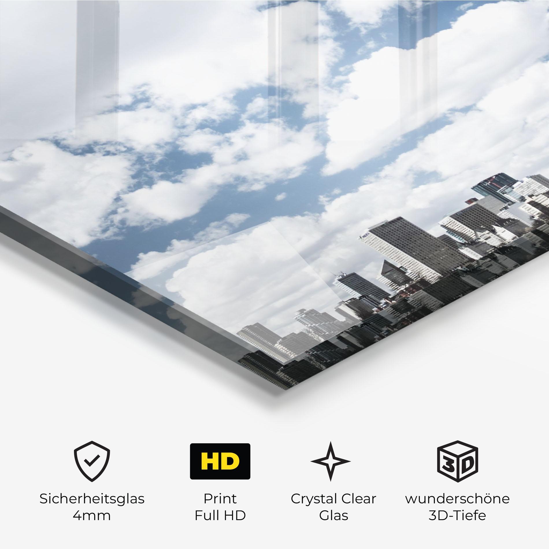Glasbild Clouds Over City mockup 3
