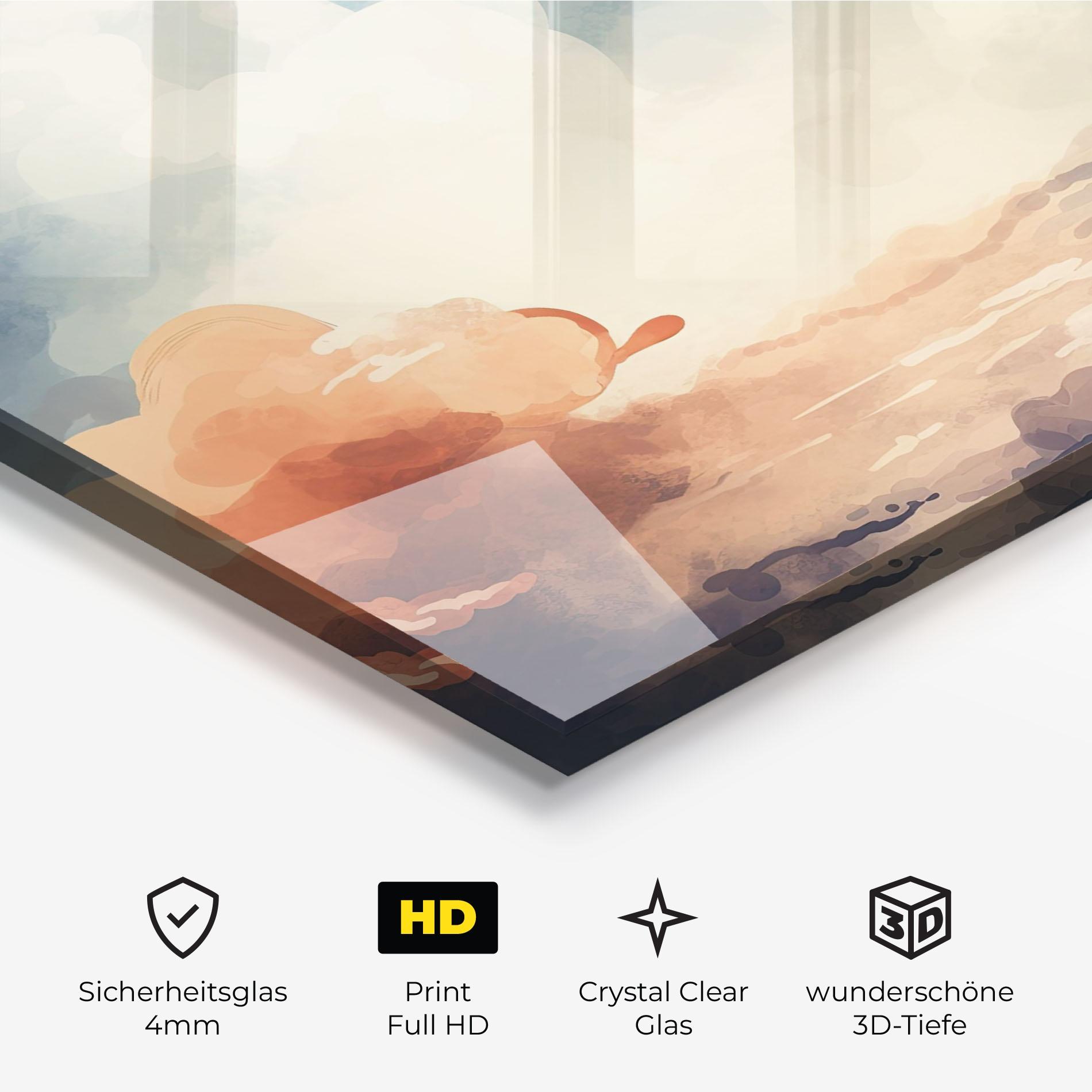 Glasbild Clouds Painting mockup 3