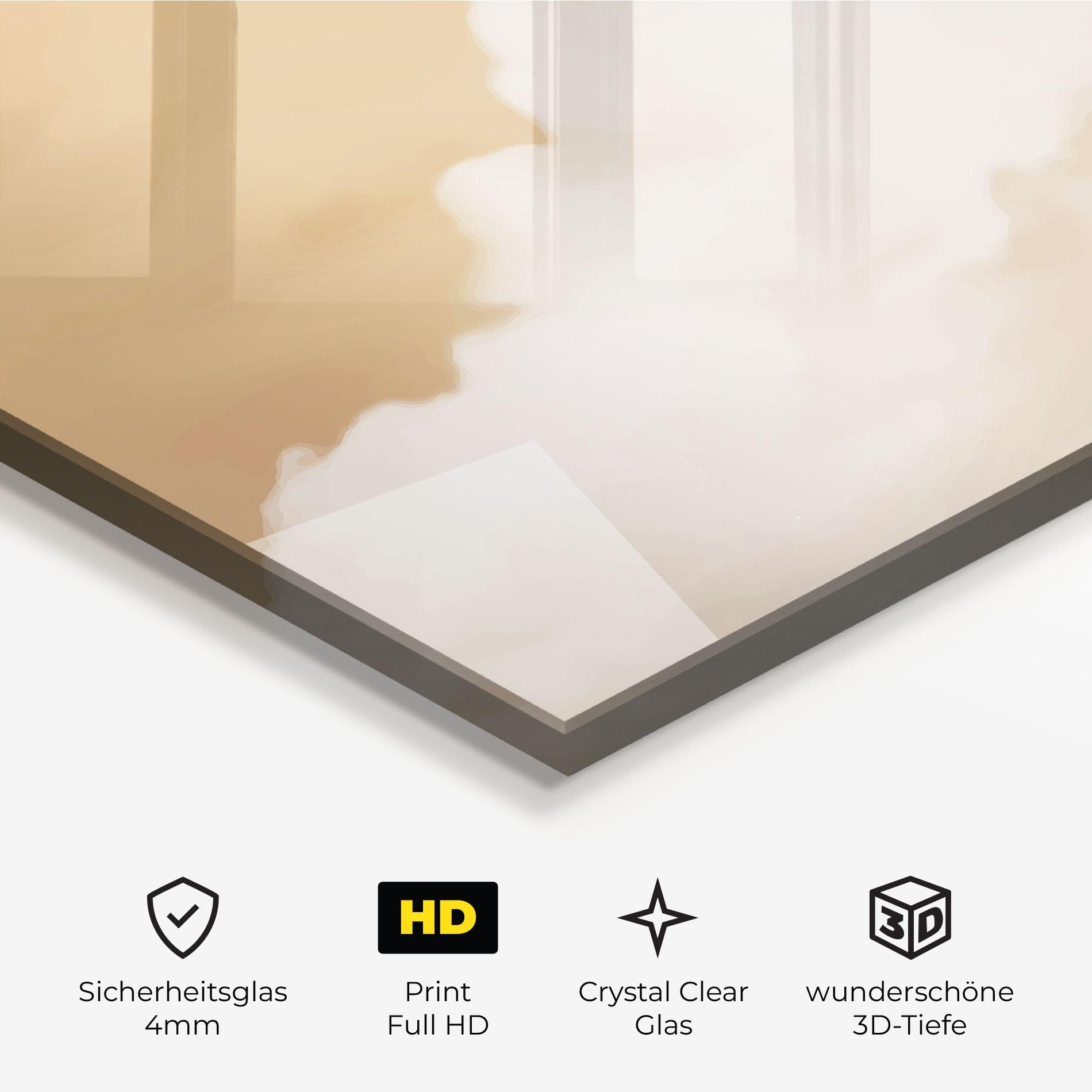 Glasbild Clouds Watercolor Yellow mockup 3