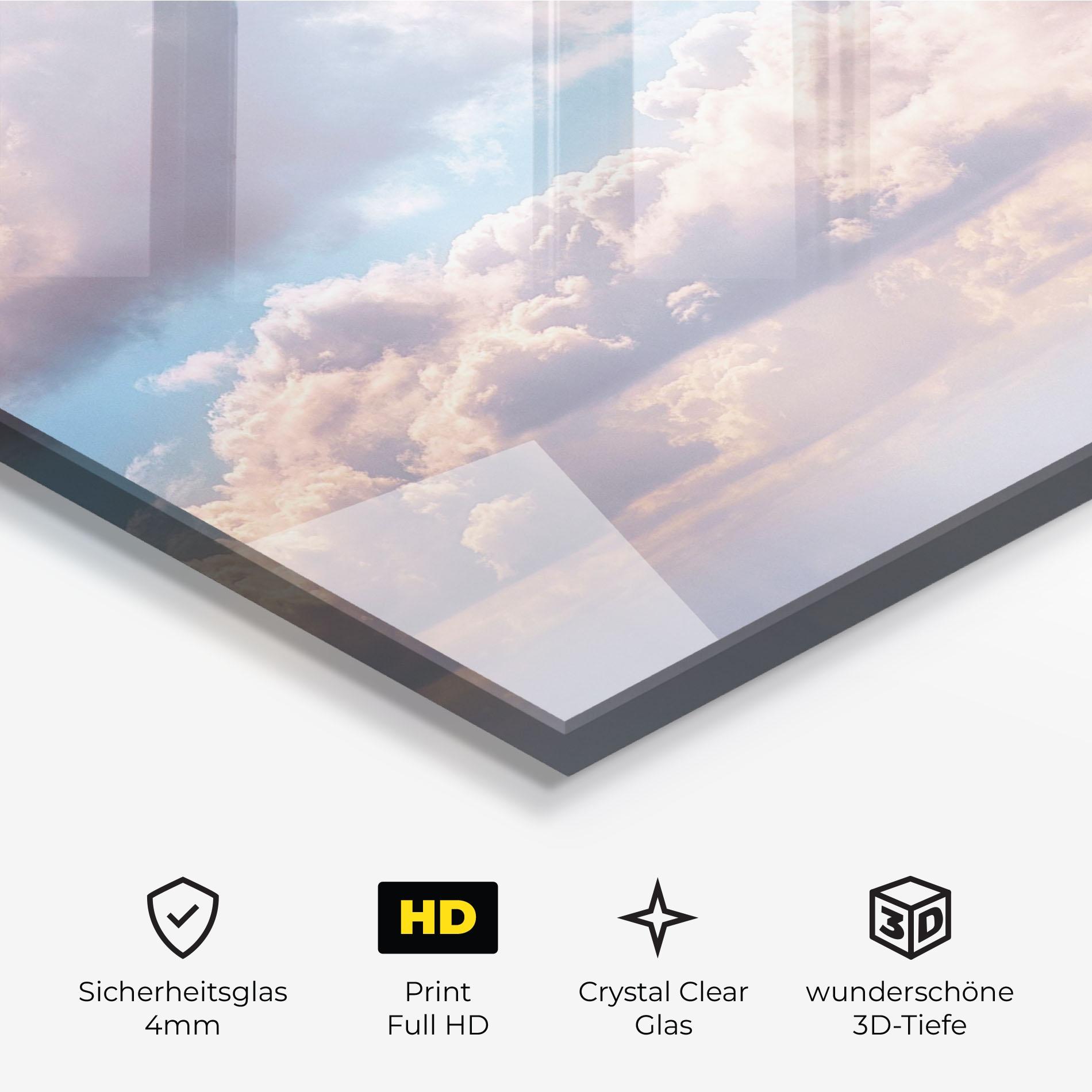 Glasbild Dreamy Clouds mockup 3