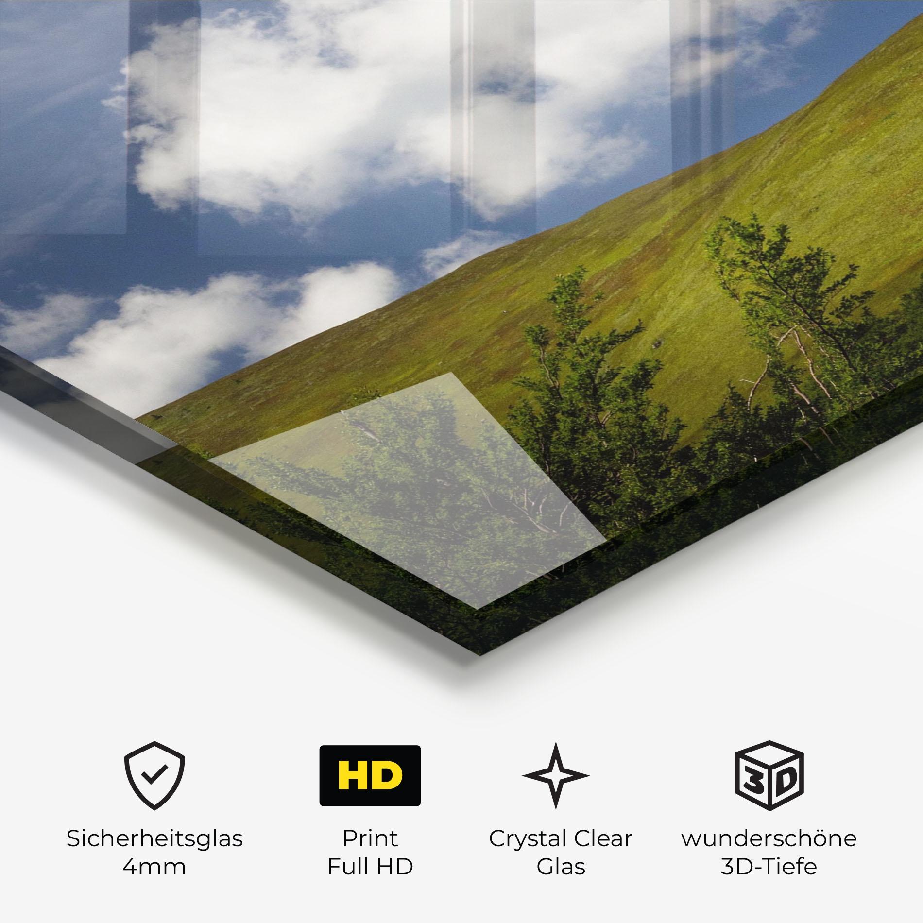 Glasbild Grass View Cloud mockup 3