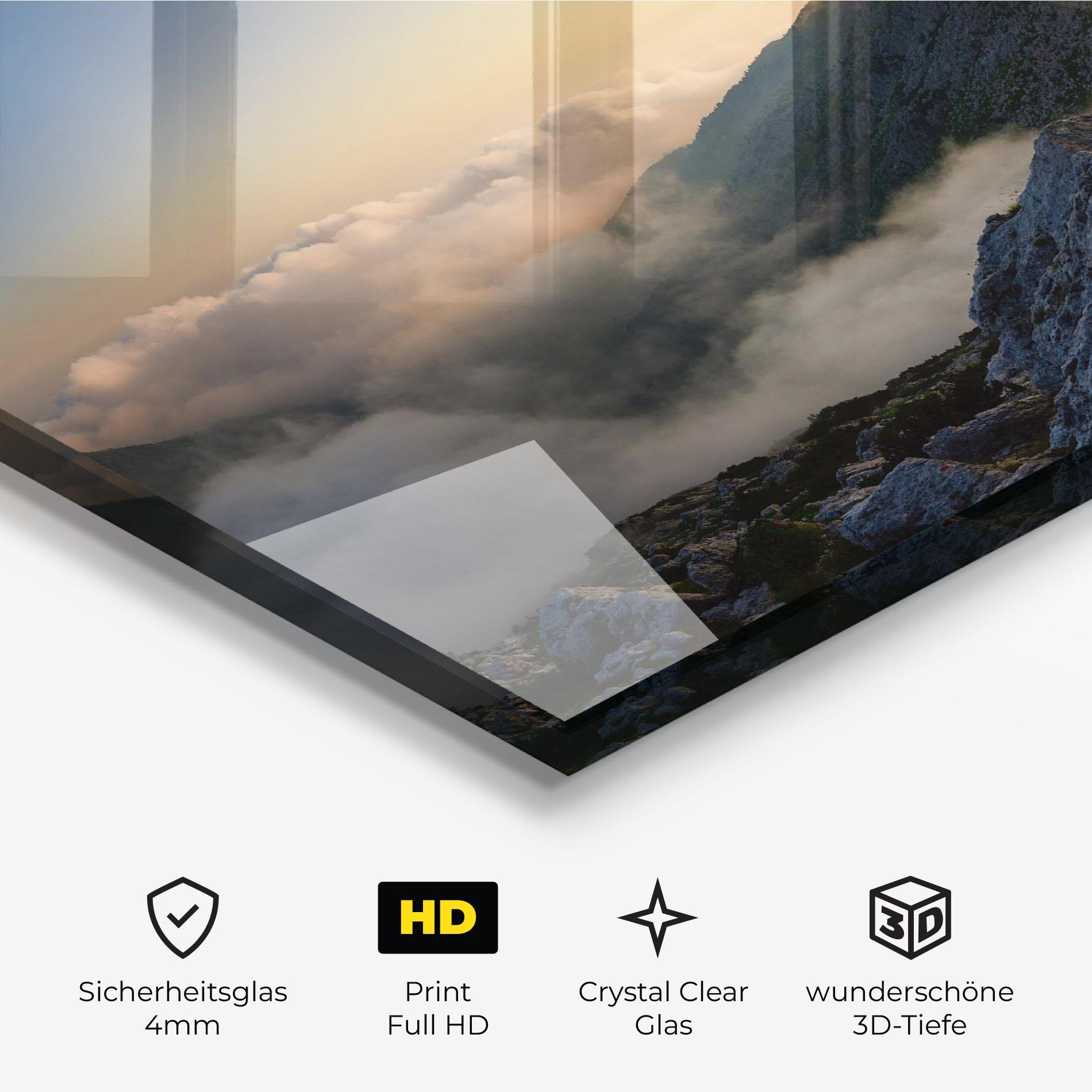 Glasbild Panoramic Mountains Clouds mockup 3