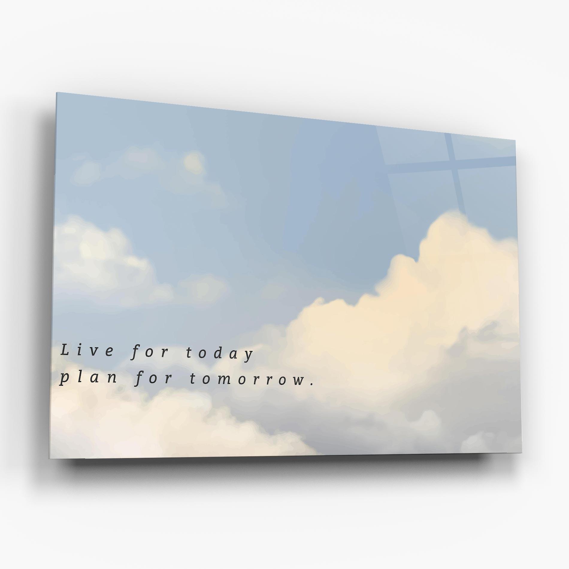 Glasbild Clouds Text Blue mockup 6
