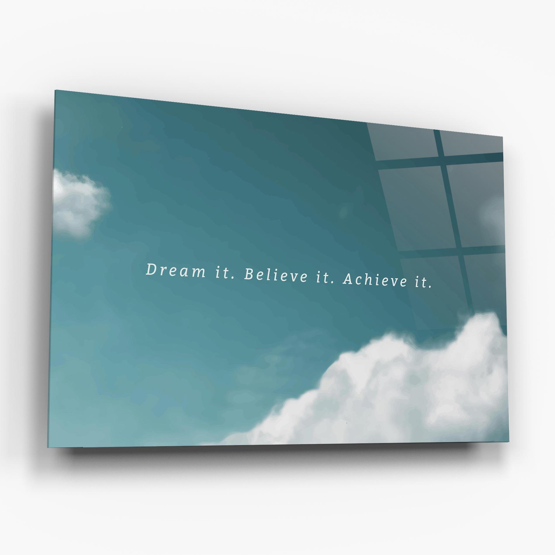 Glasbild Clouds Text Green mockup 6