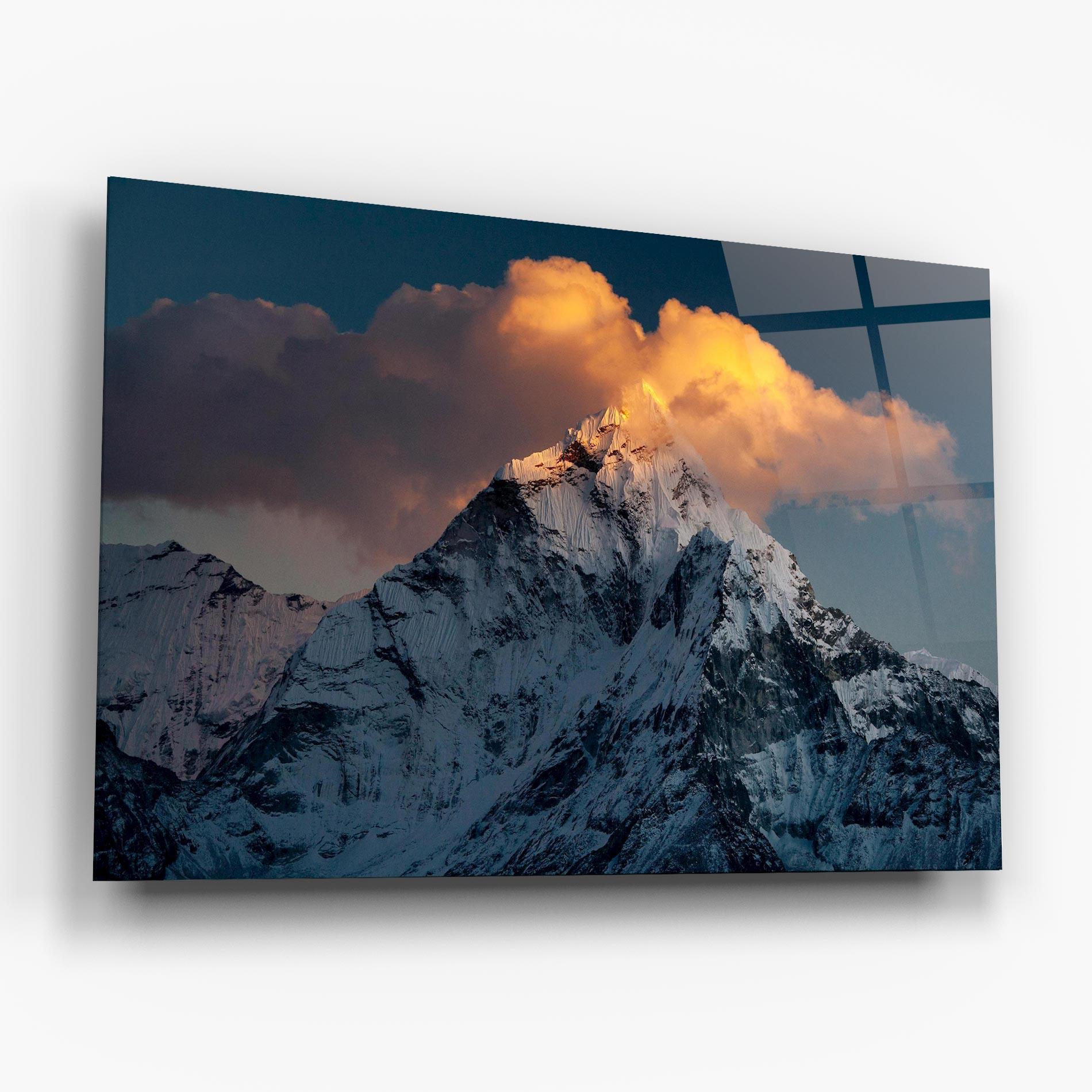 Glasbild Orange Cloud Mountain mockup 6