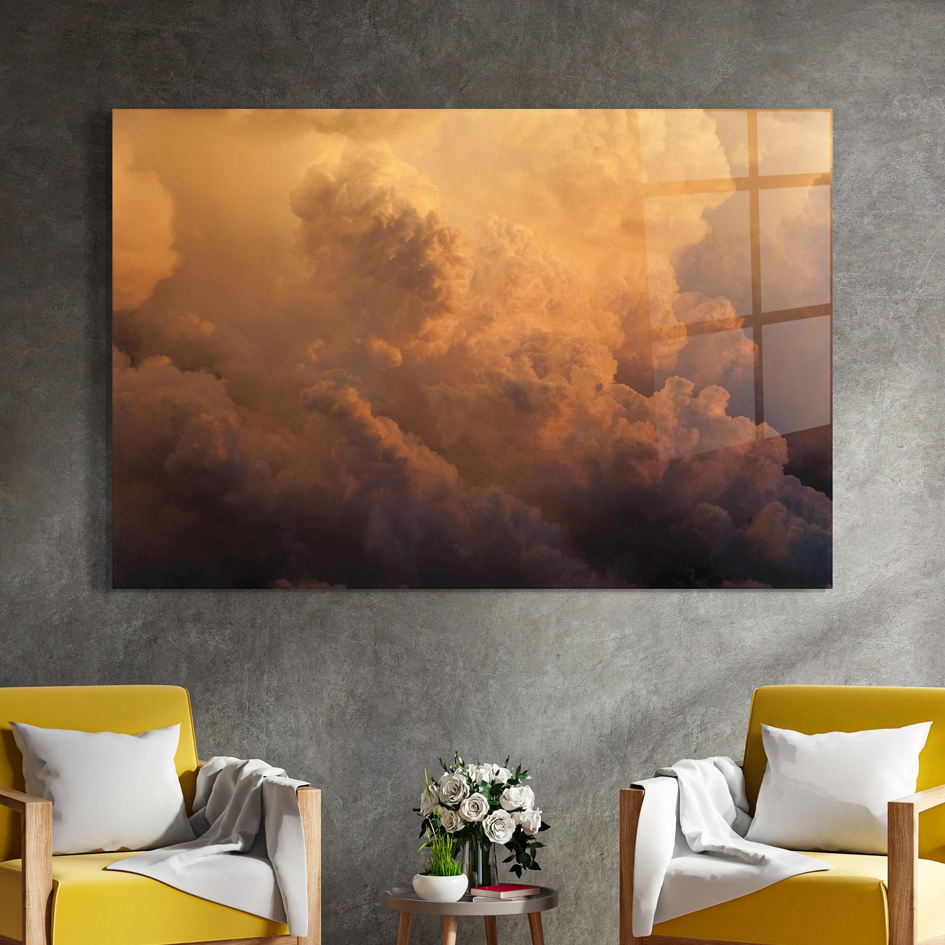 Glasbild Brown Orange Clouds mockup 4