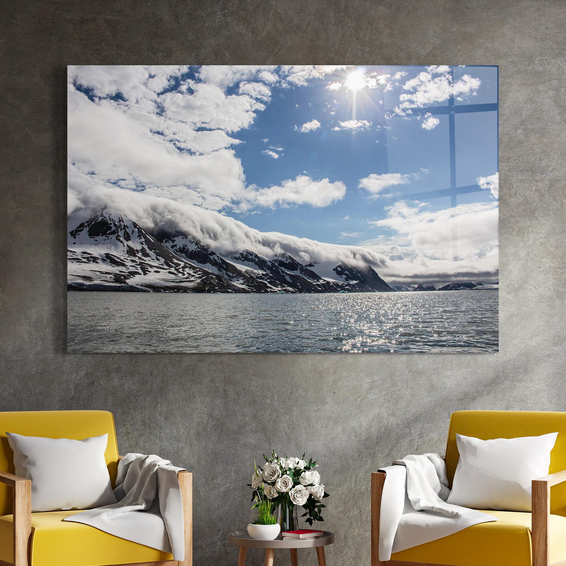 Glasbild Clouds Over Ice mockup 4