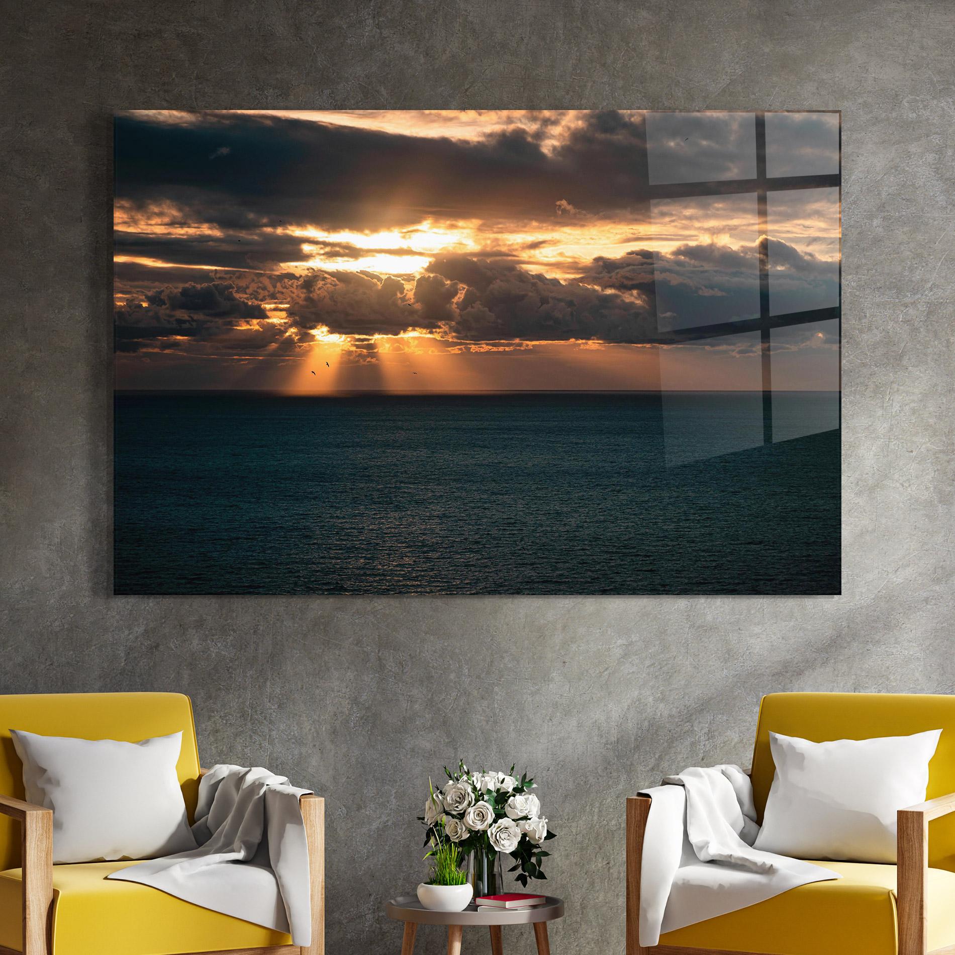 Glasbild Cloudy Sunrise mockup 4