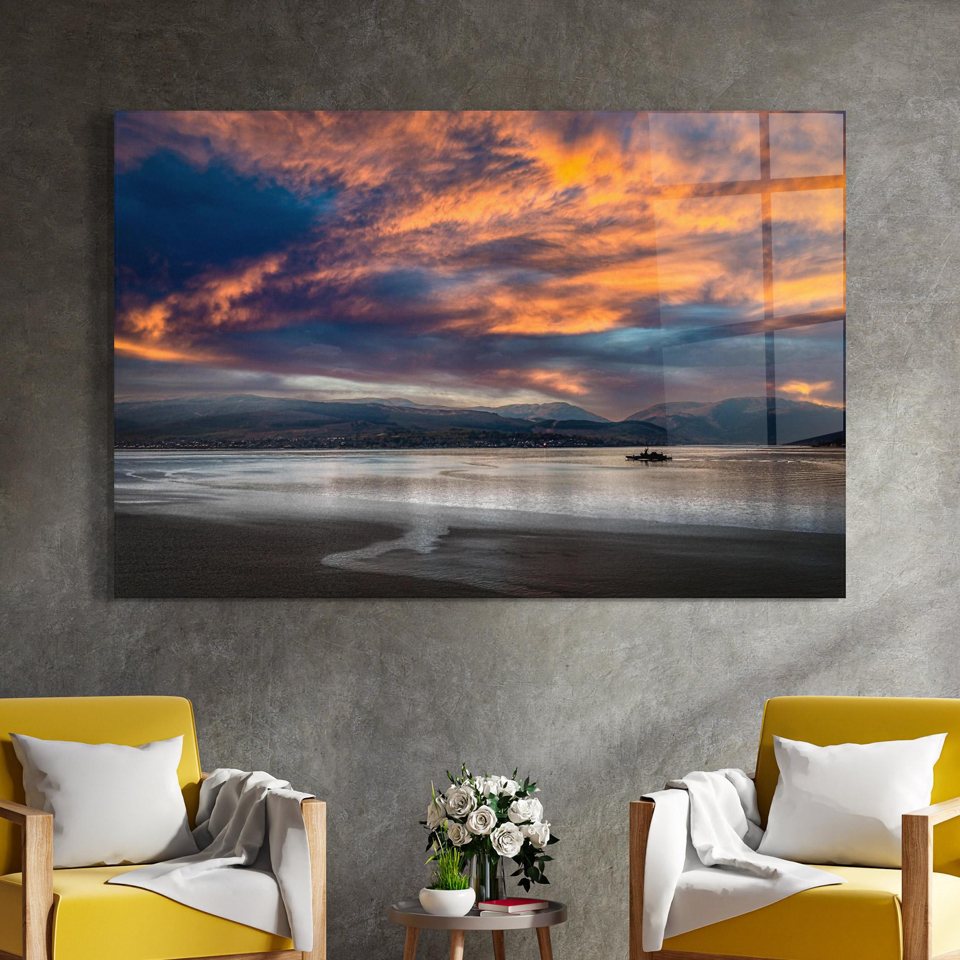 Glasbild Purple Blue Sky View mockup 4