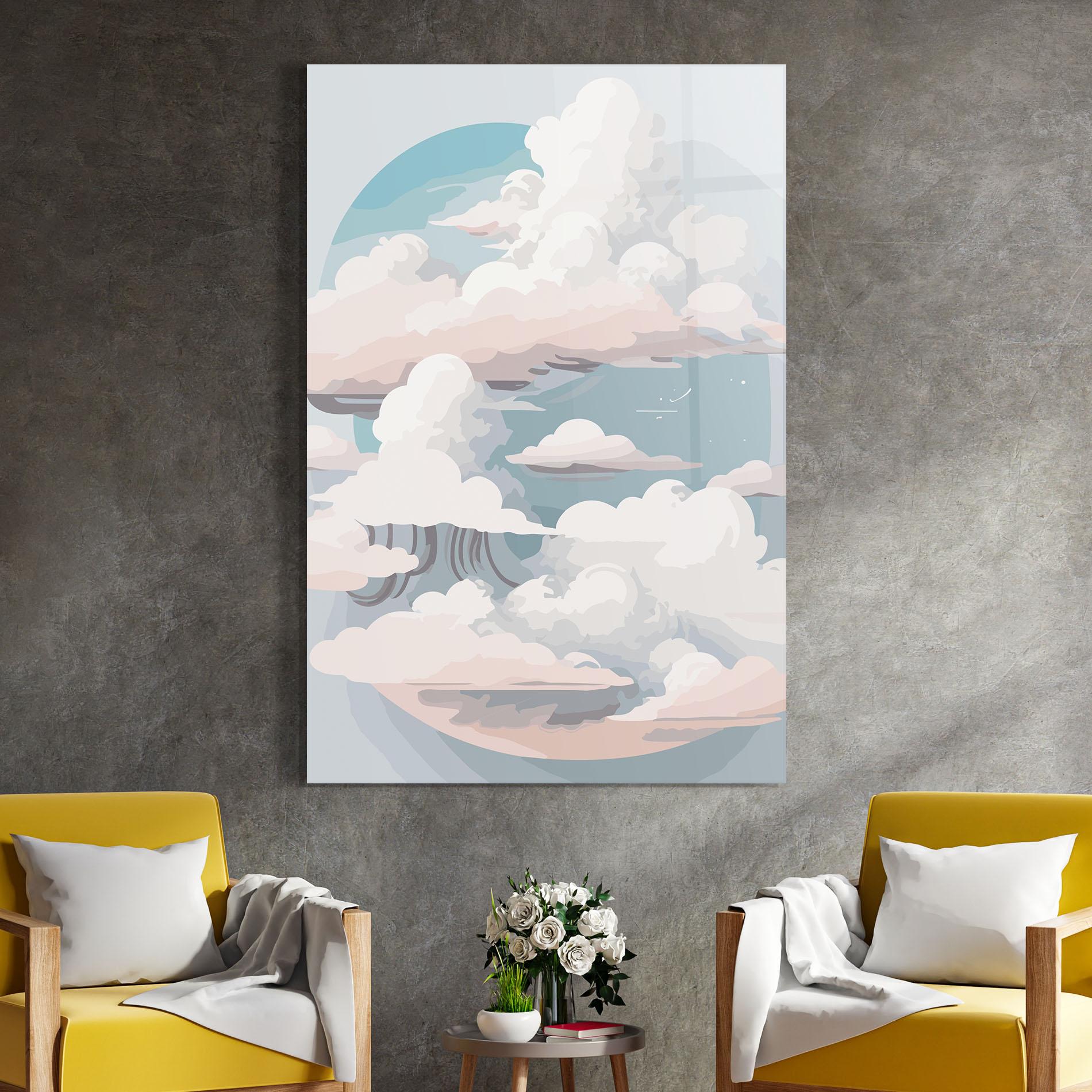 Glasbild Cloud White Art mockup 4