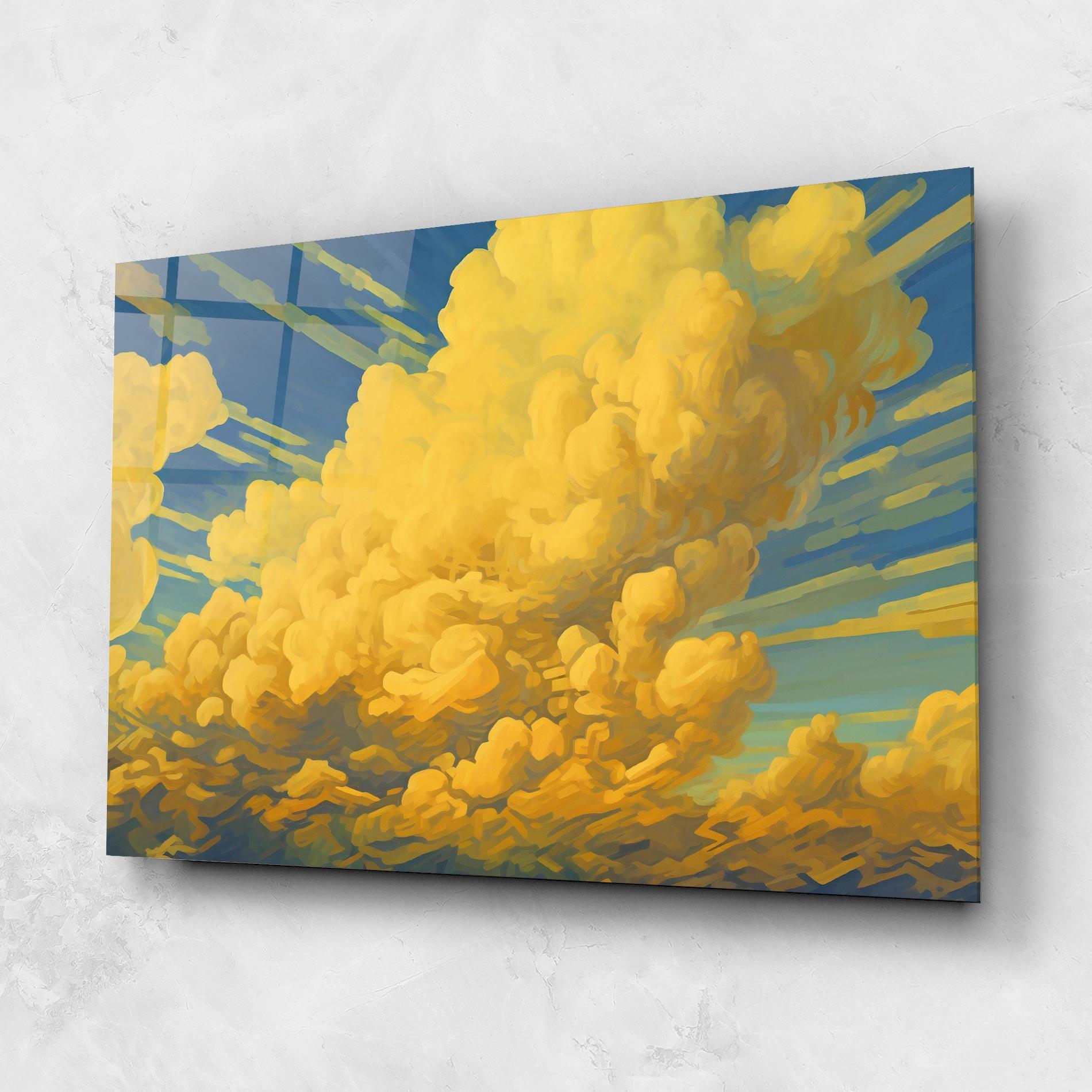 Glasbild Big Yellow Cloud Art mockup 1