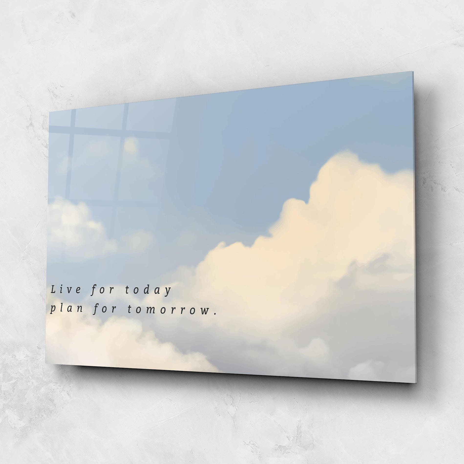 Glasbild Clouds Text Blue mockup 1