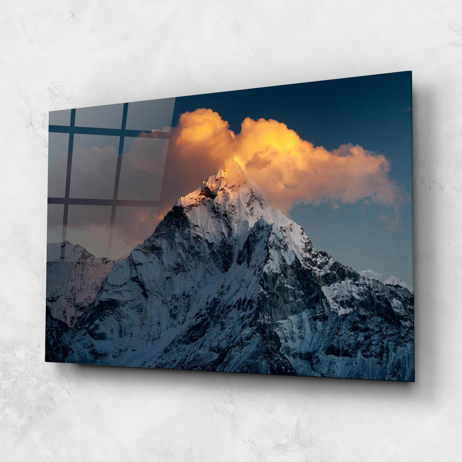 Glasbild Orange Cloud Mountain mockup 1