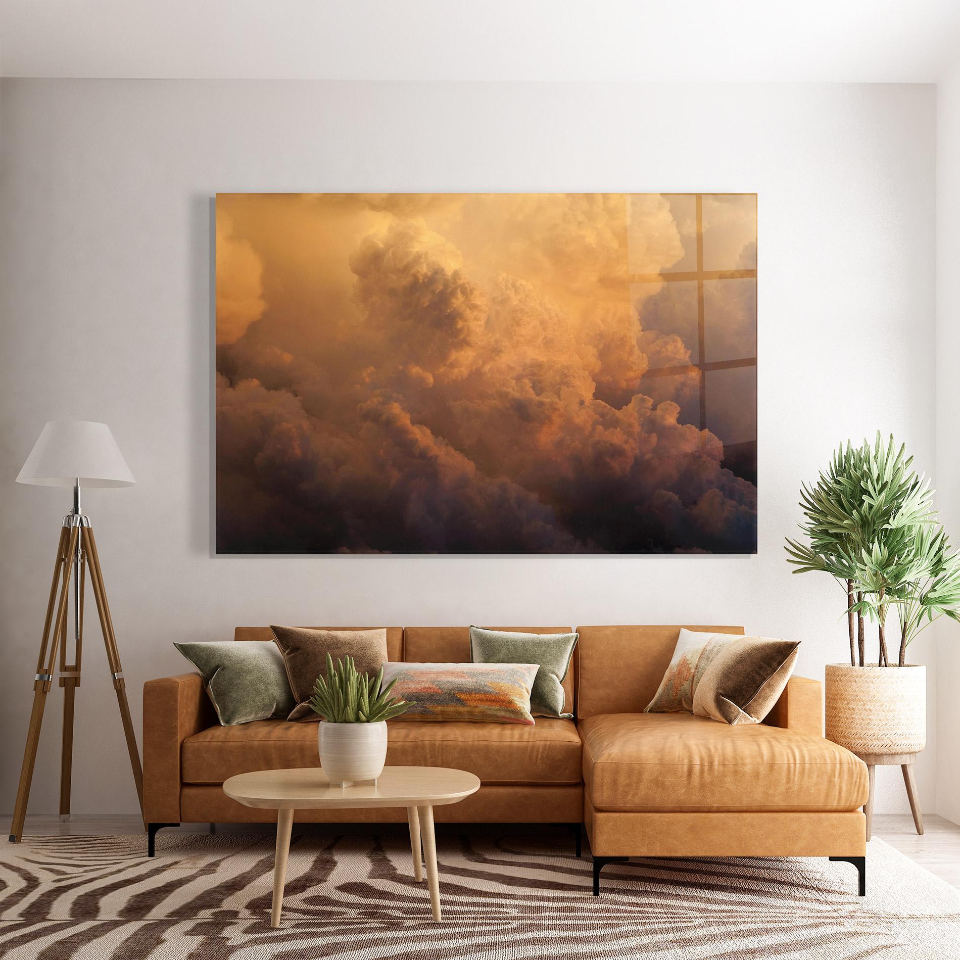 Glasbild Brown Orange Clouds mockup 7
