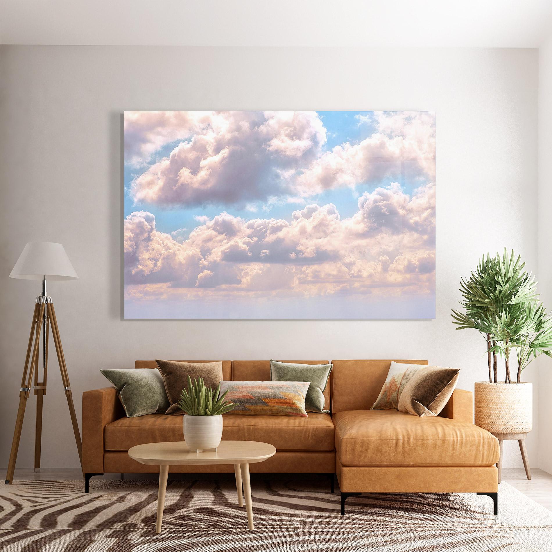 Glasbild Dreamy Clouds mockup 7