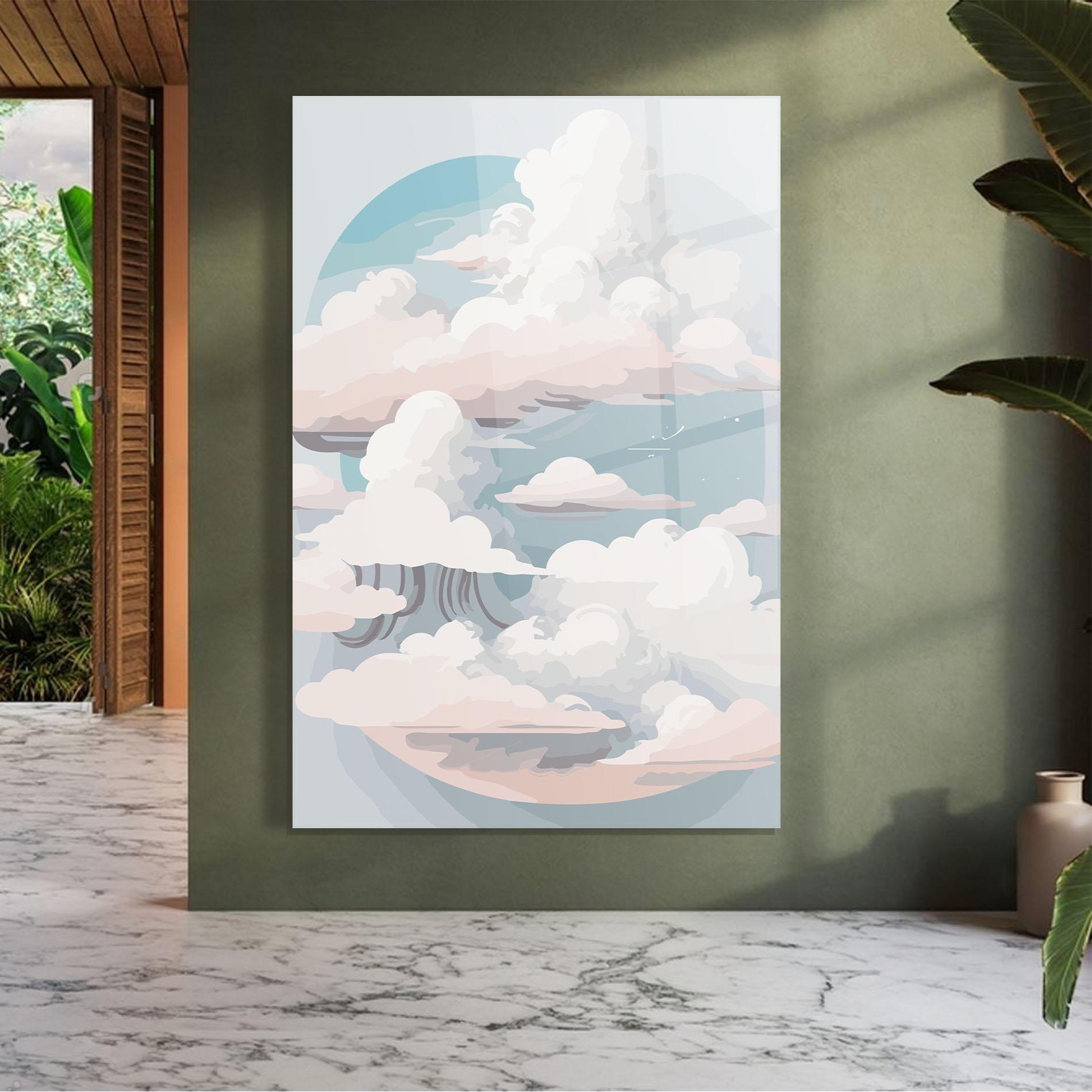 Glasbild Cloud White Art mockup 7