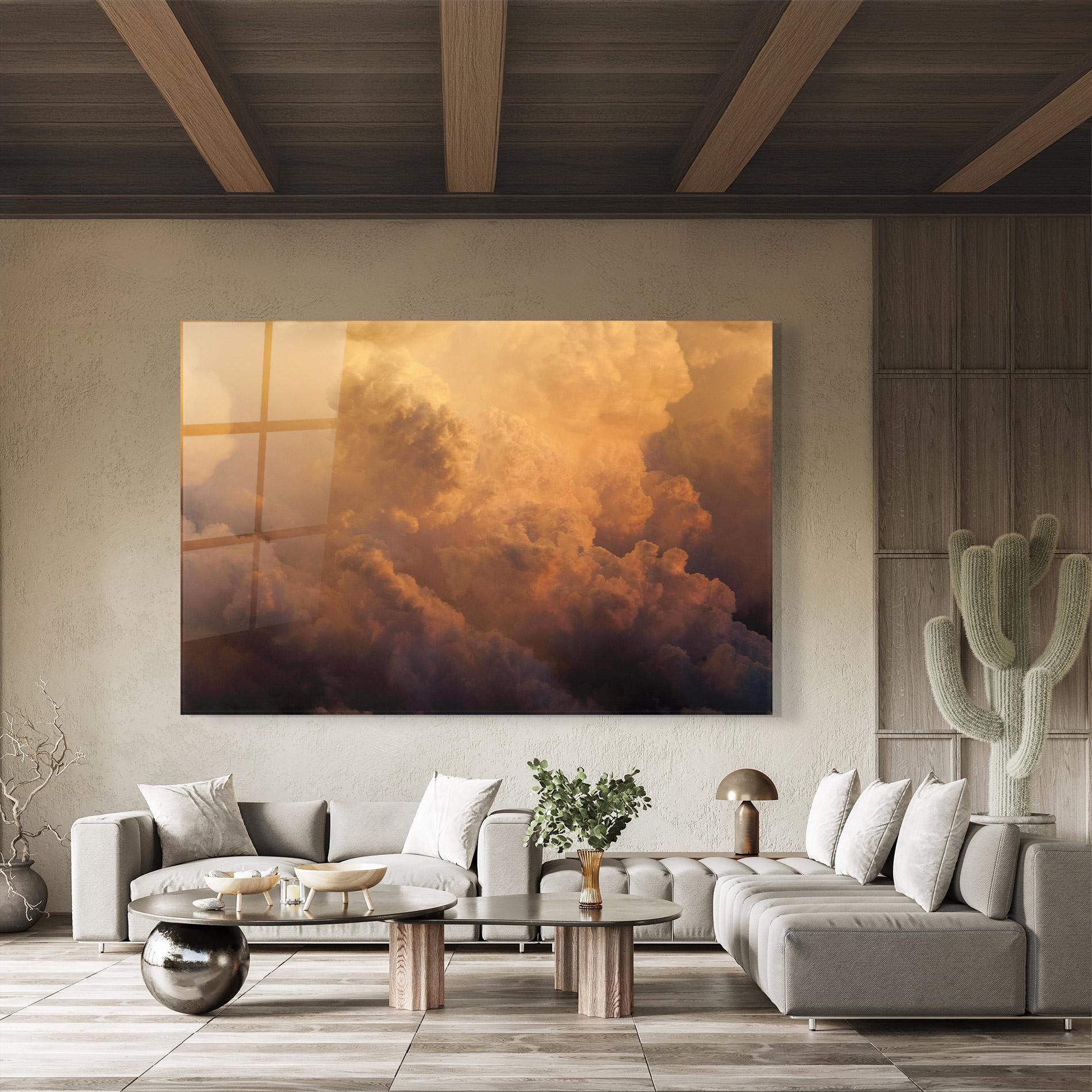 Glasbild Brown Orange Clouds mockup 8