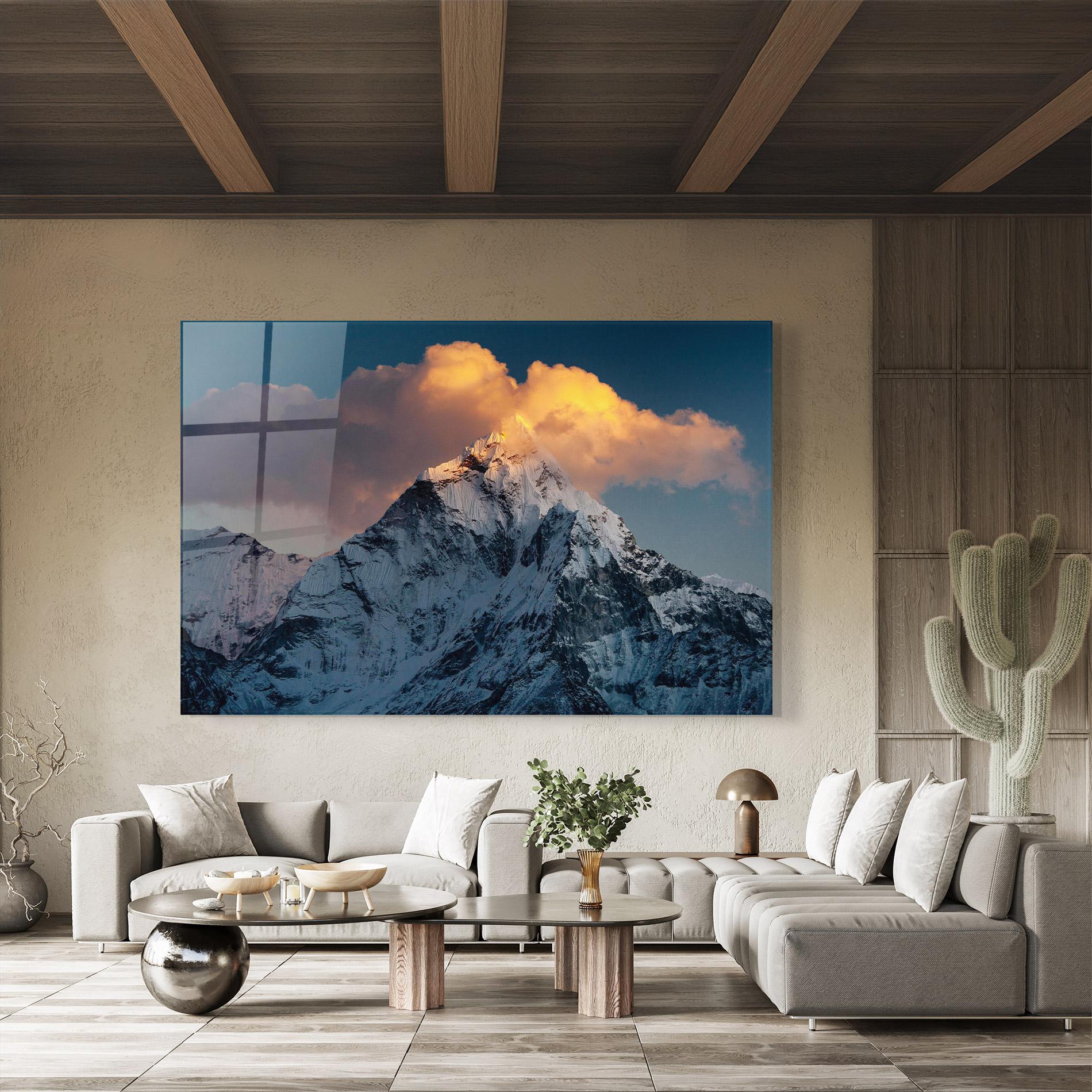 Glasbild Orange Cloud Mountain mockup 8