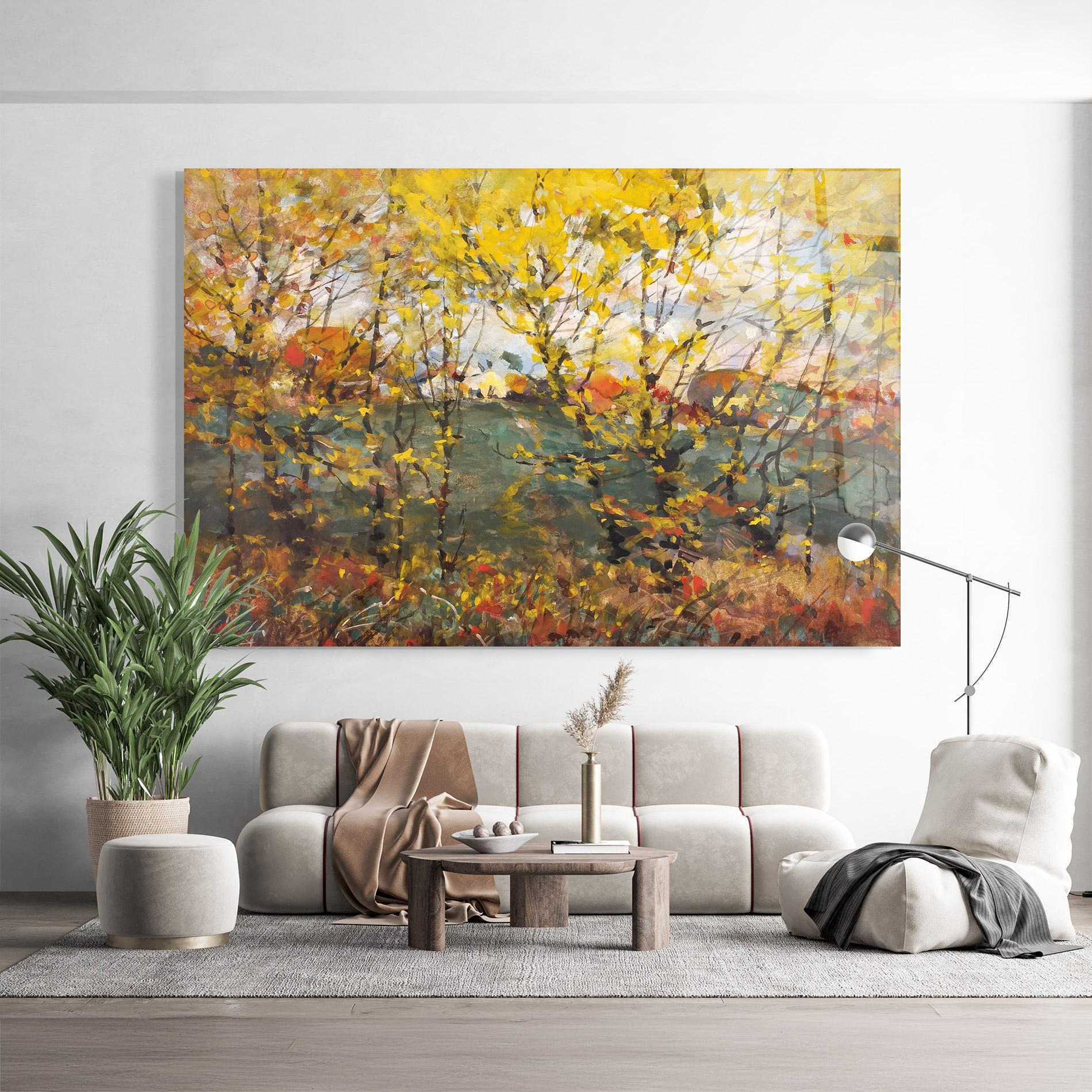 Glasbild Autumn Painting Tree mockup 9